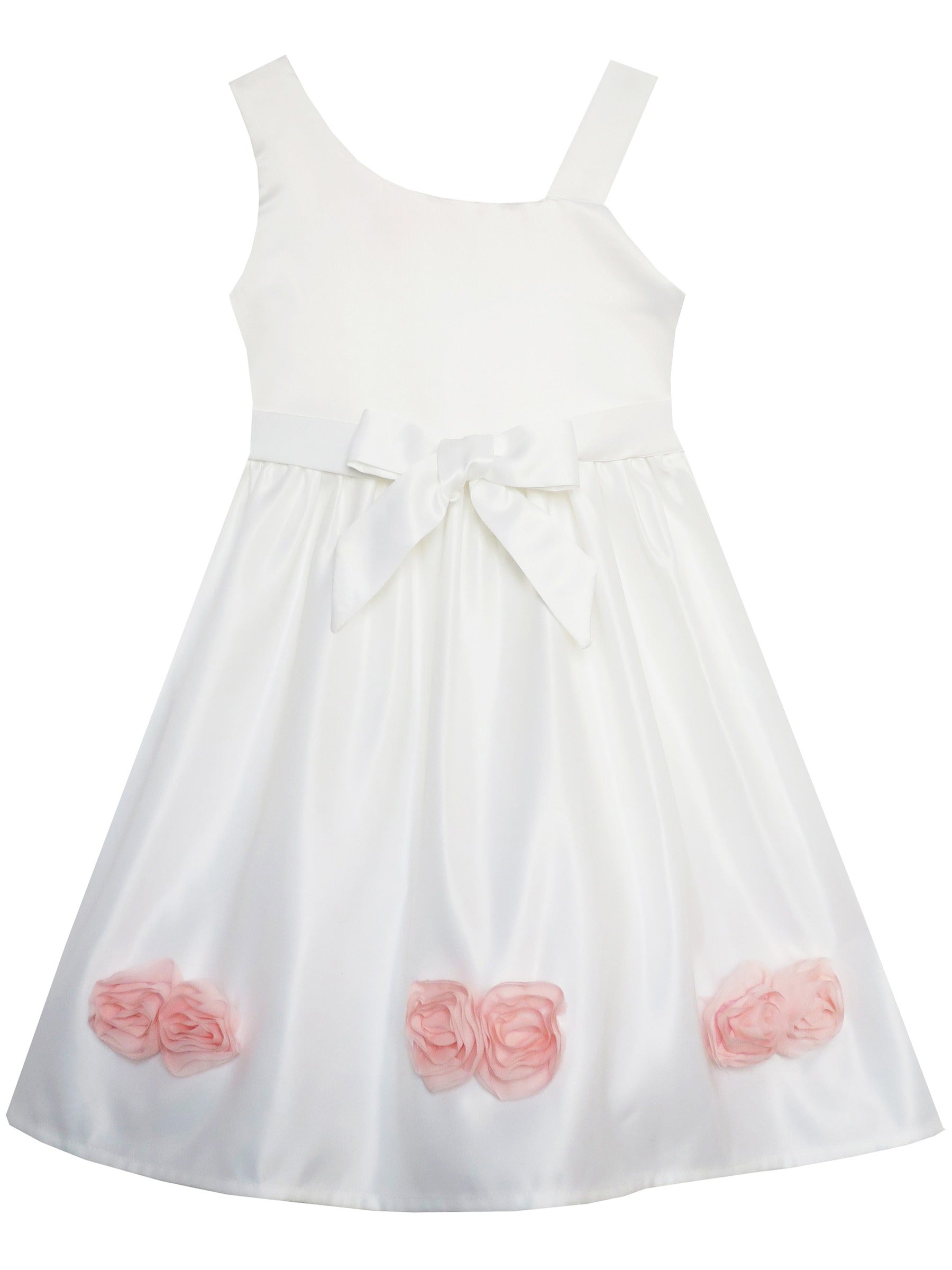Girls Dress Asymmetric One Shoulder Flower Girl Party Purple Pink