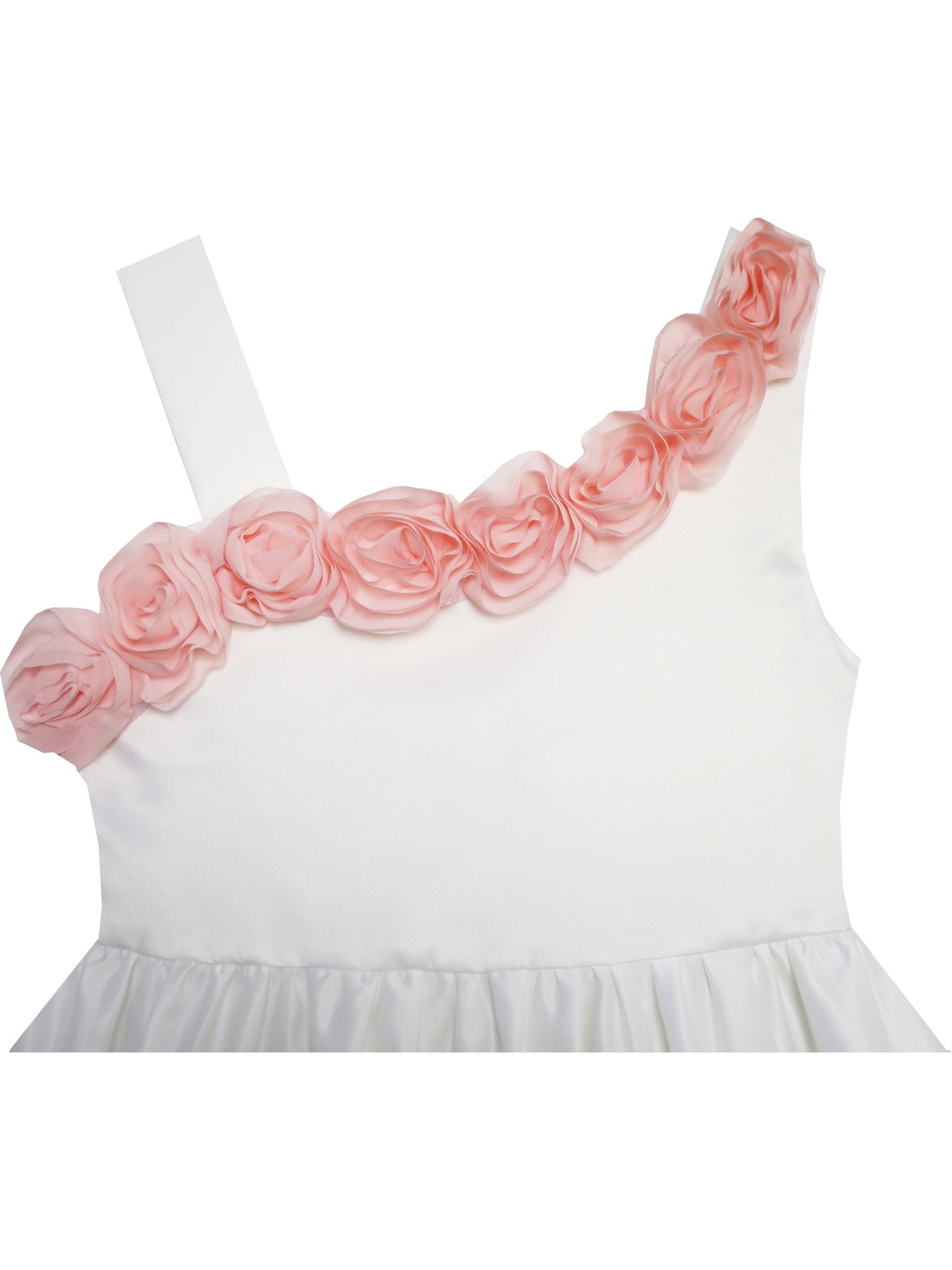 Girls Dress Asymmetric One Shoulder Flower Girl Party Purple Pink