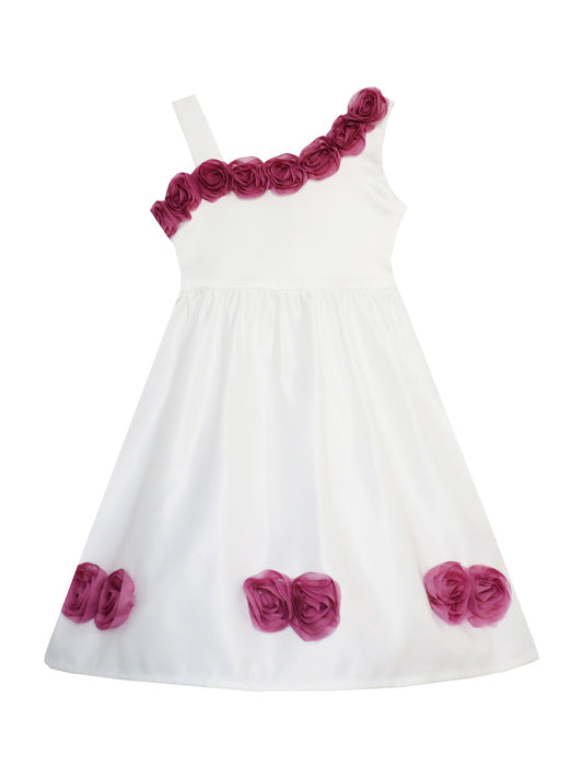 Girls Dress Asymmetric One Shoulder Flower Girl Party Purple Purple