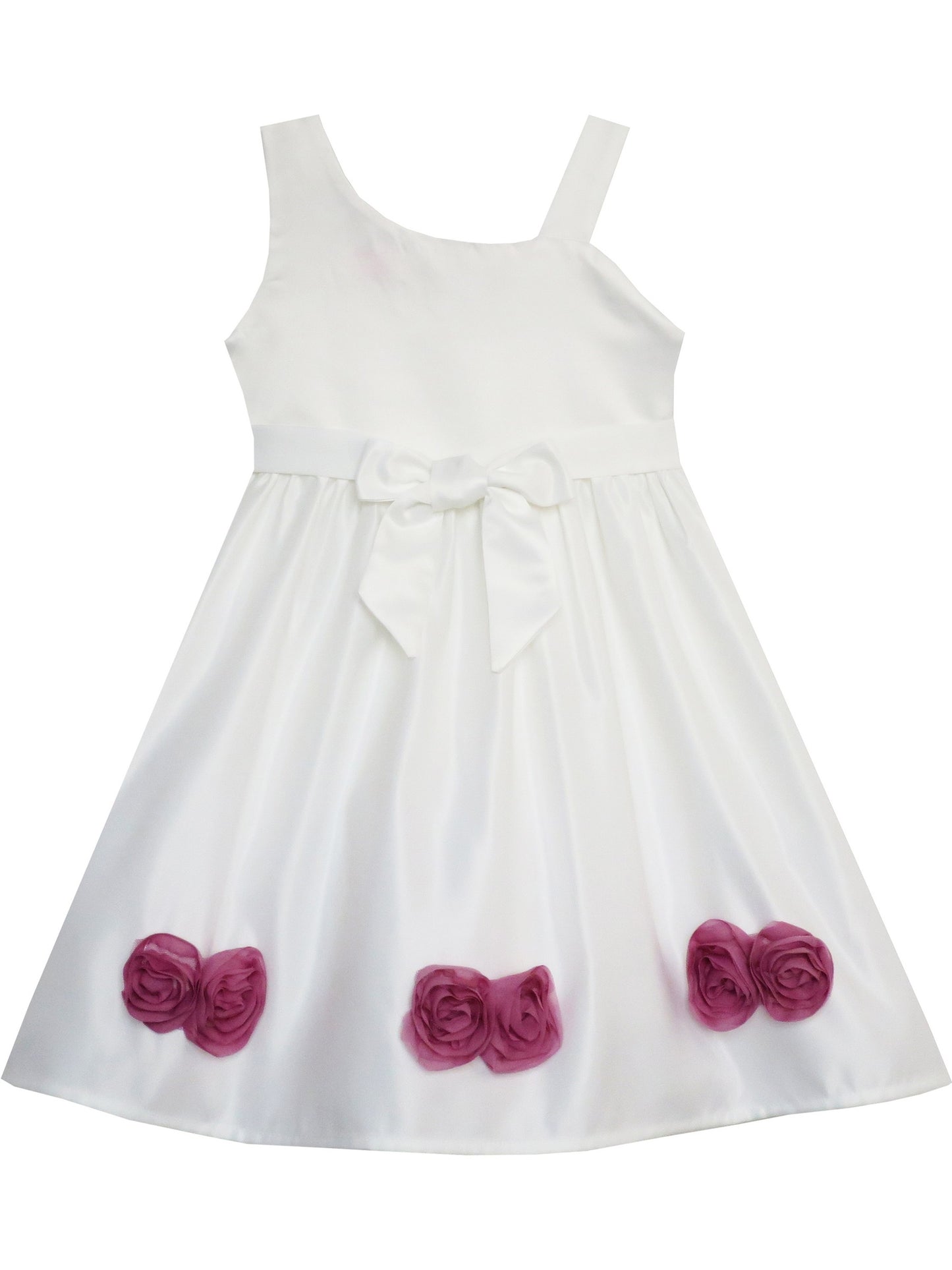 Girls Dress Asymmetric One Shoulder Flower Girl Party Purple Purple