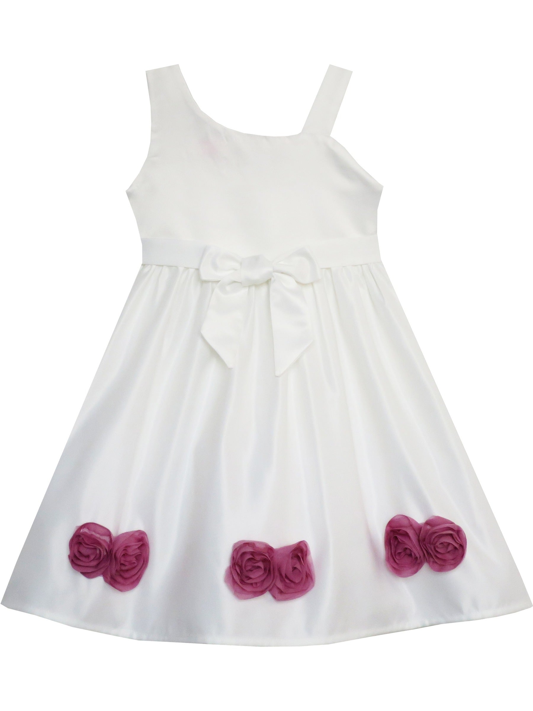 Girls Dress Asymmetric One Shoulder Flower Girl Party Purple Purple