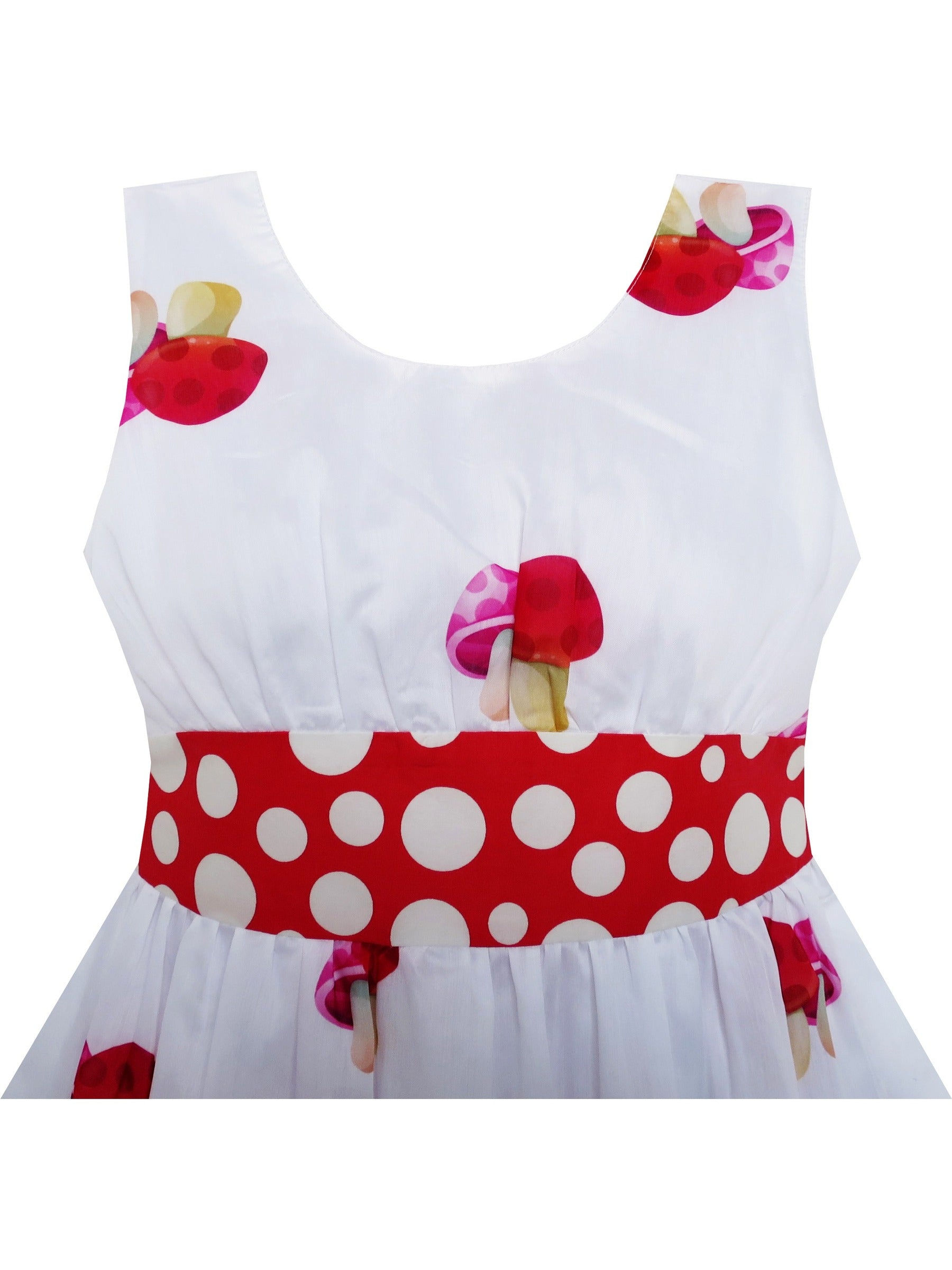 Girls Dress Sunflower Garden Turn-Down Collar Sleeveless Red