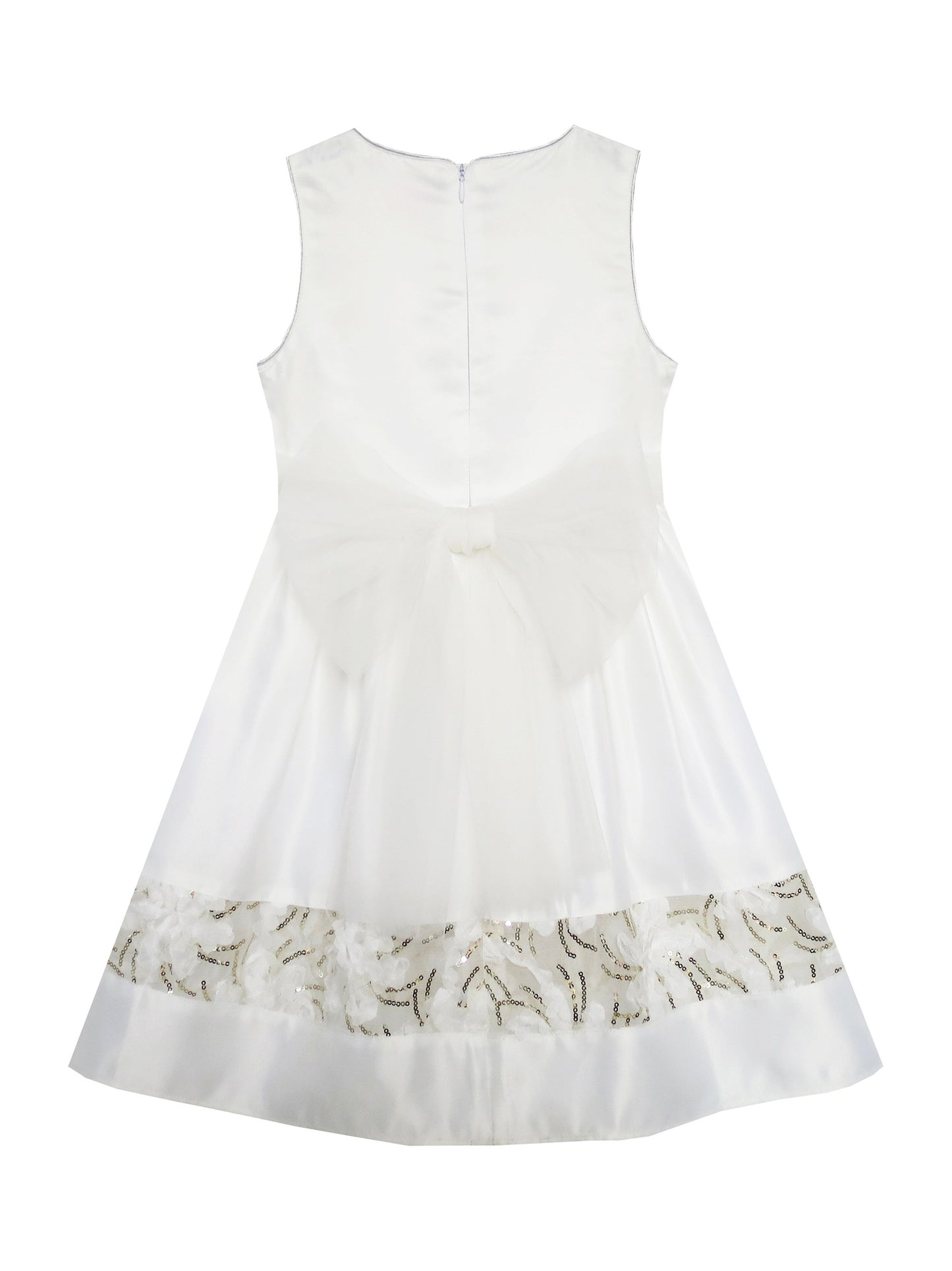 Girls Dress Cartoon Girl Pattern Tulle Overlay Party Pageant White