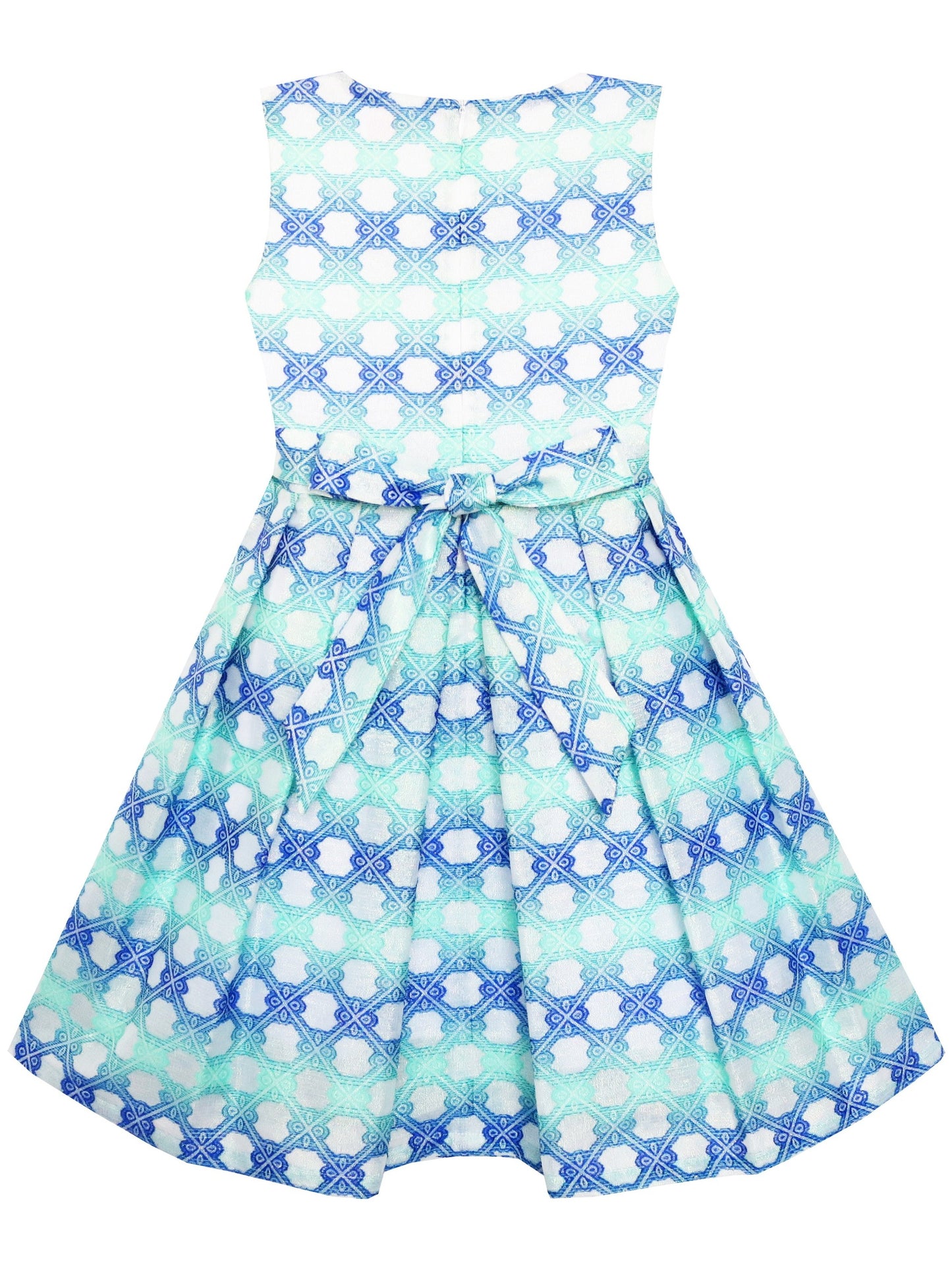 Girls Dress Plaid Checkered Striped Color Blocks Blue