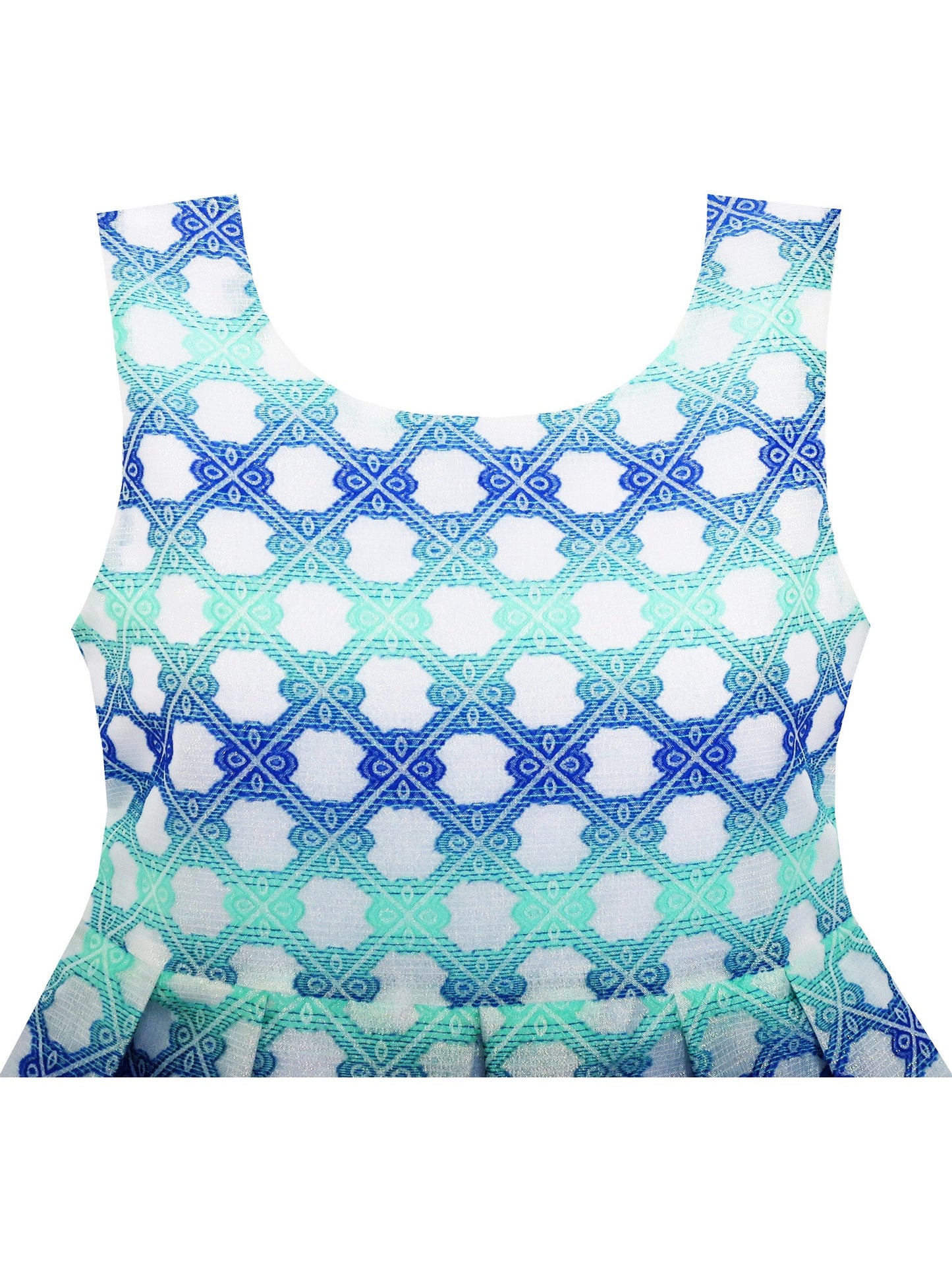 Girls Dress Plaid Checkered Striped Color Blocks Blue