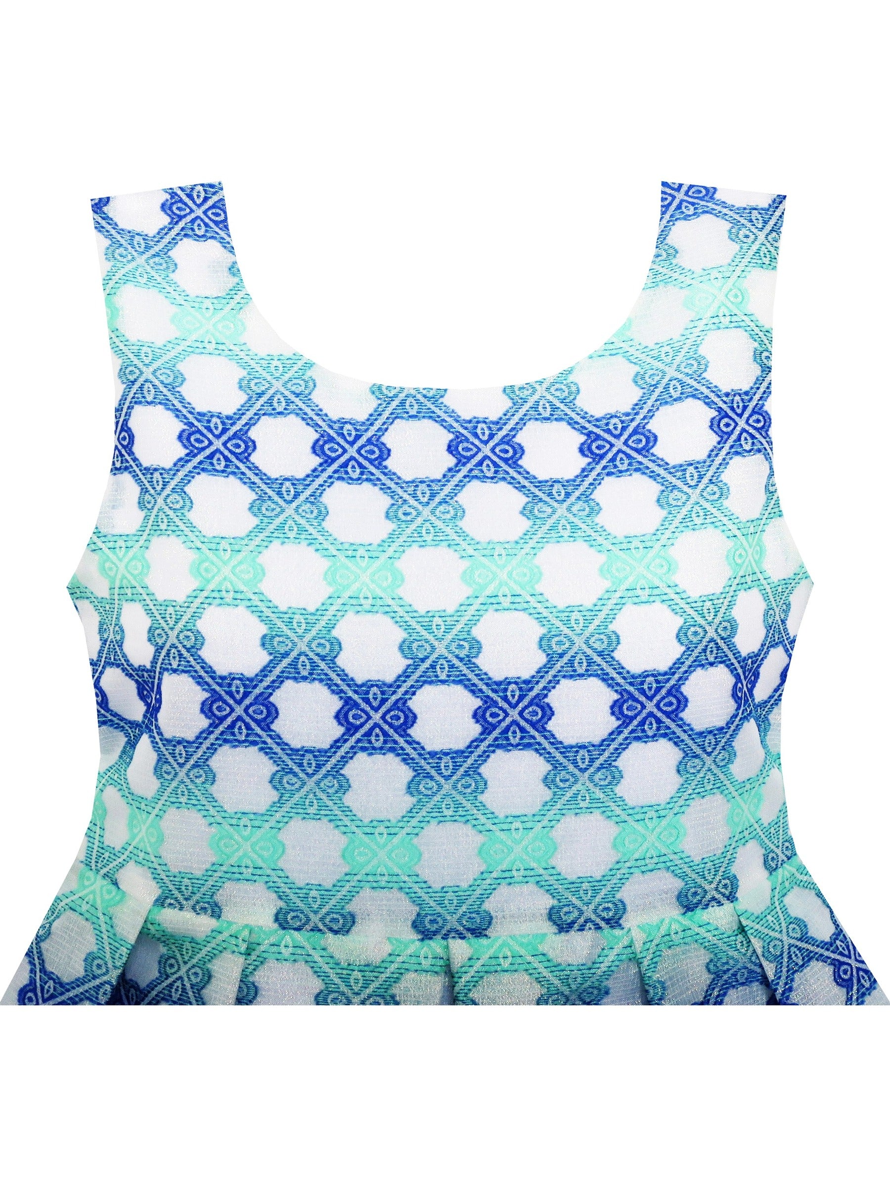 Girls Dress Plaid Checkered Striped Color Blocks Blue