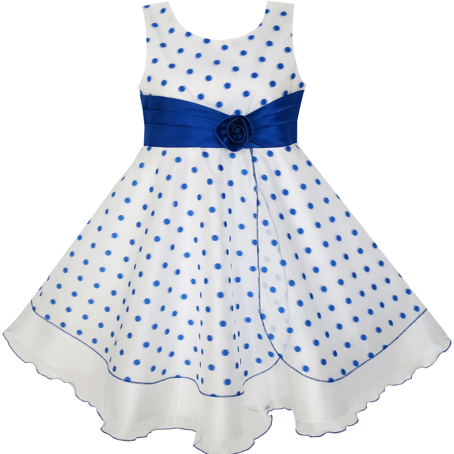 Girls Dress Wedding Gown Tulle Flower Ball With Lace Blue Blue