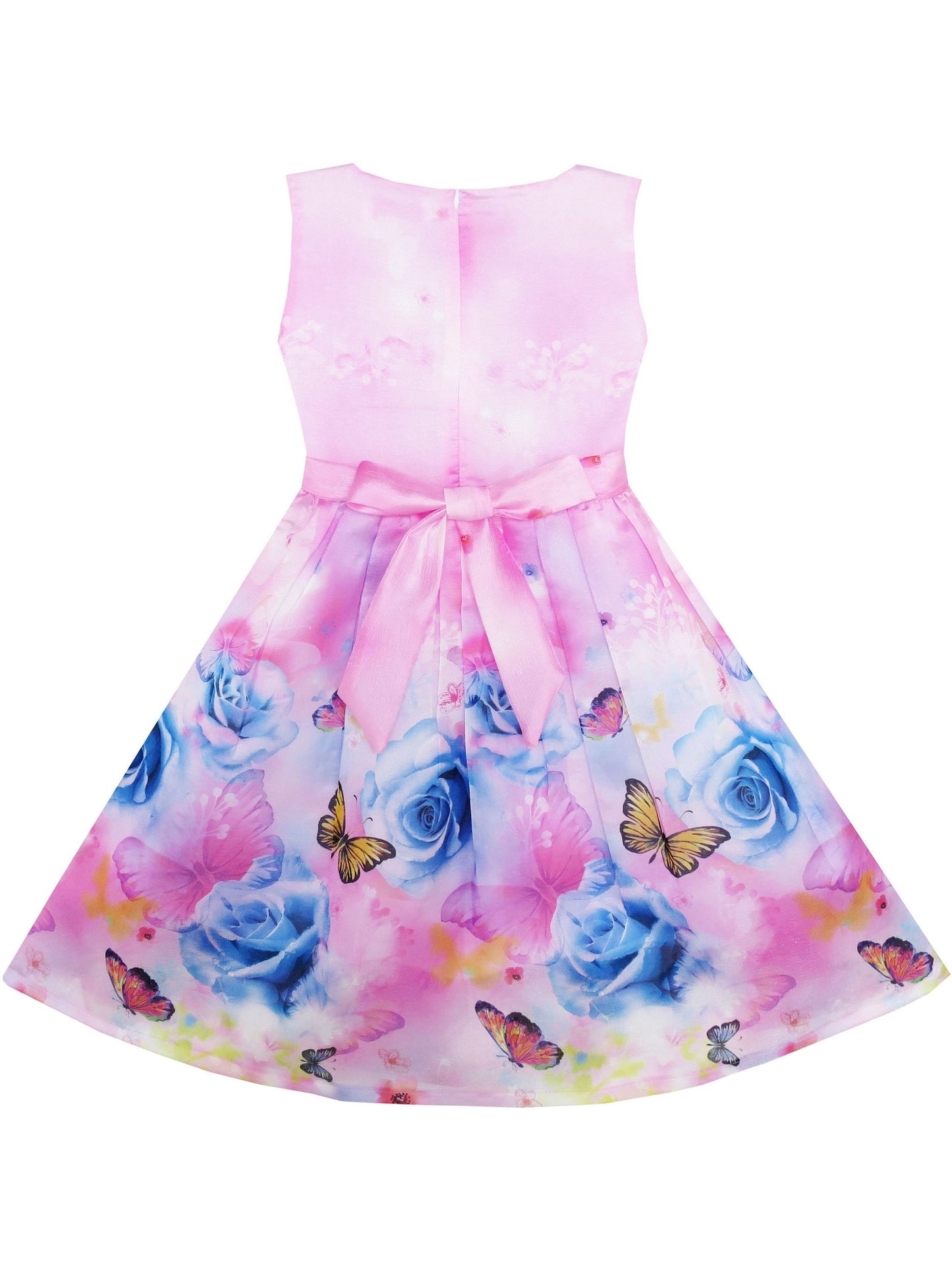 Girls Dress Sunflower Garden Turn-Down Collar Sleeveless Purple