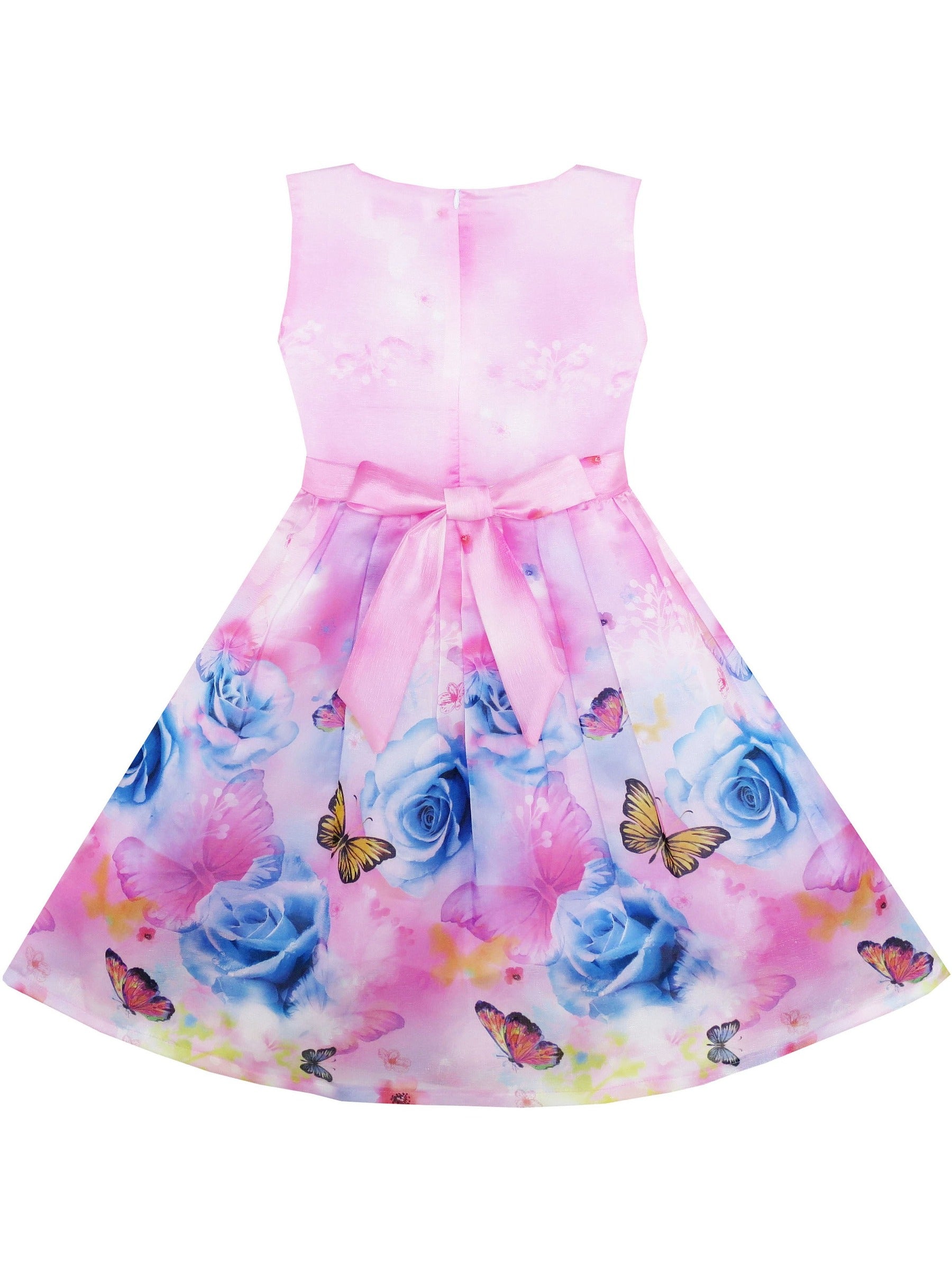 Girls Dress Sunflower Garden Turn-Down Collar Sleeveless Purple