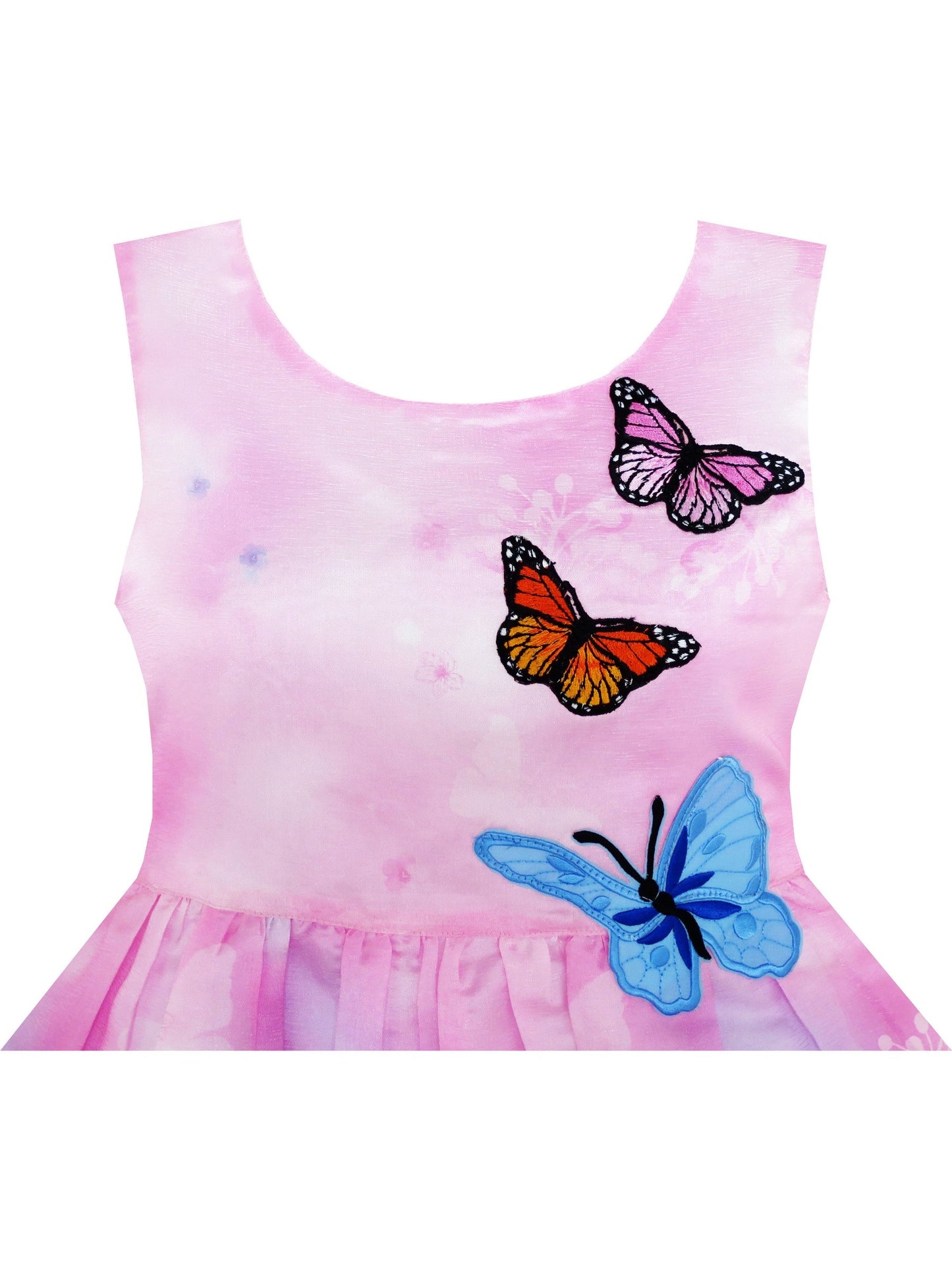 Girls Dress Sunflower Garden Turn-Down Collar Sleeveless Purple