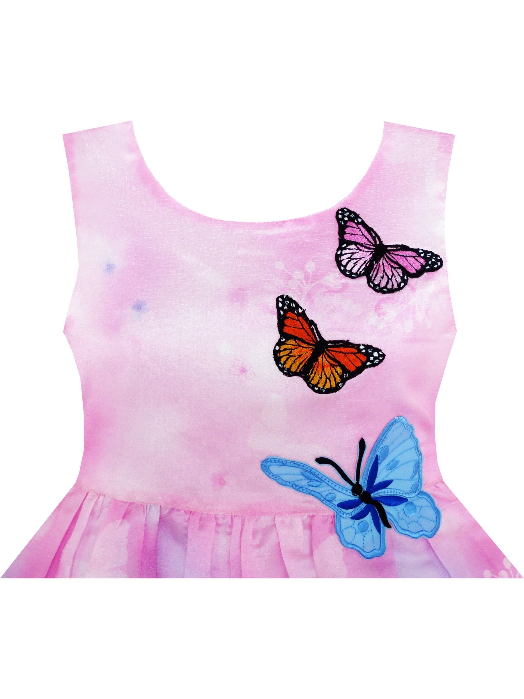 Girls Dress Sunflower Garden Turn-Down Collar Sleeveless Purple