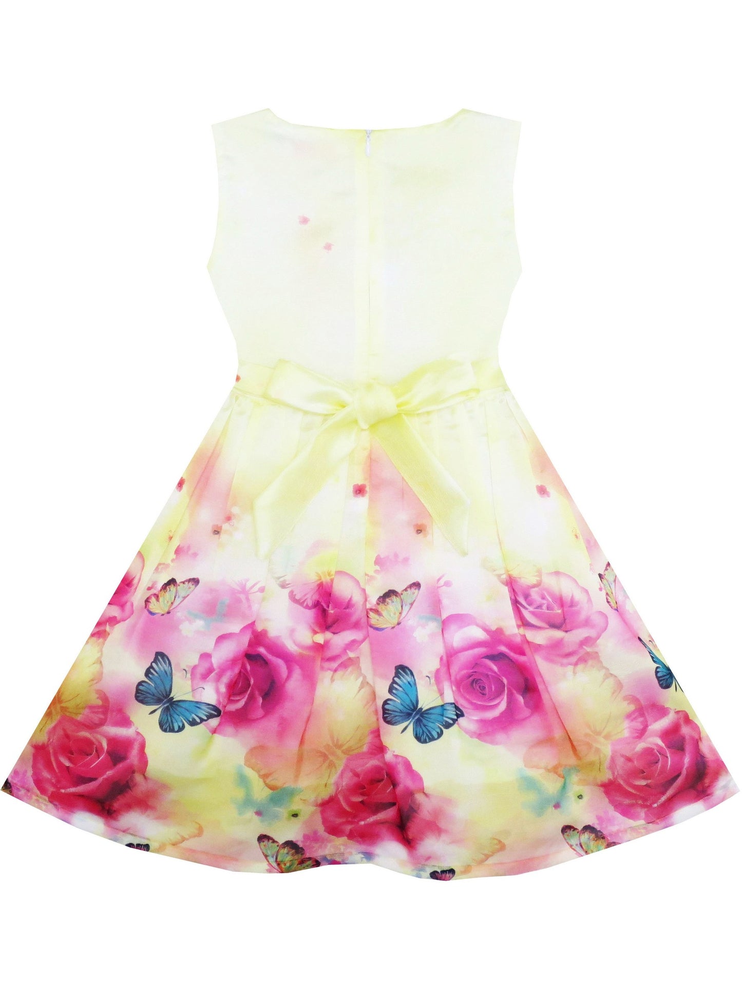 Girls Dress Sunflower Garden Turn-Down Collar Sleeveless Yellow
