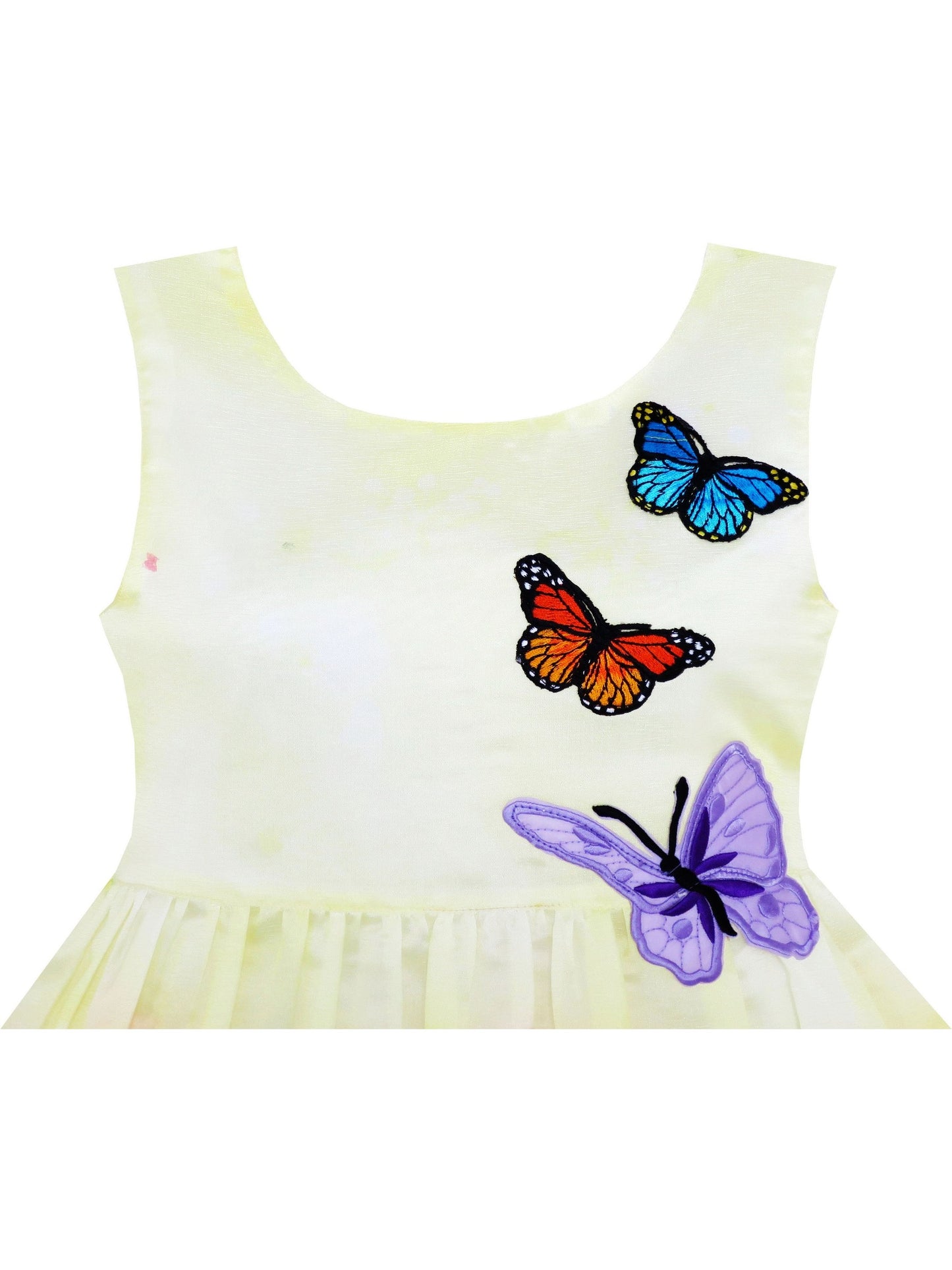 Girls Dress Sunflower Garden Turn-Down Collar Sleeveless Yellow