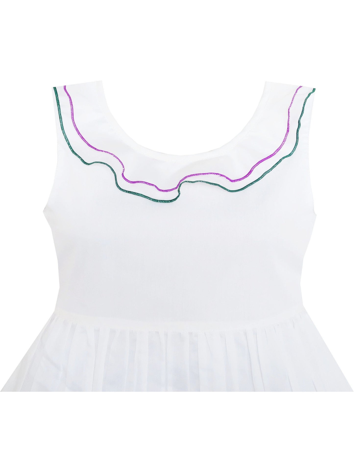 Girls Dress Sunflower Garden Turn-Down Collar Sleeveless Purple
