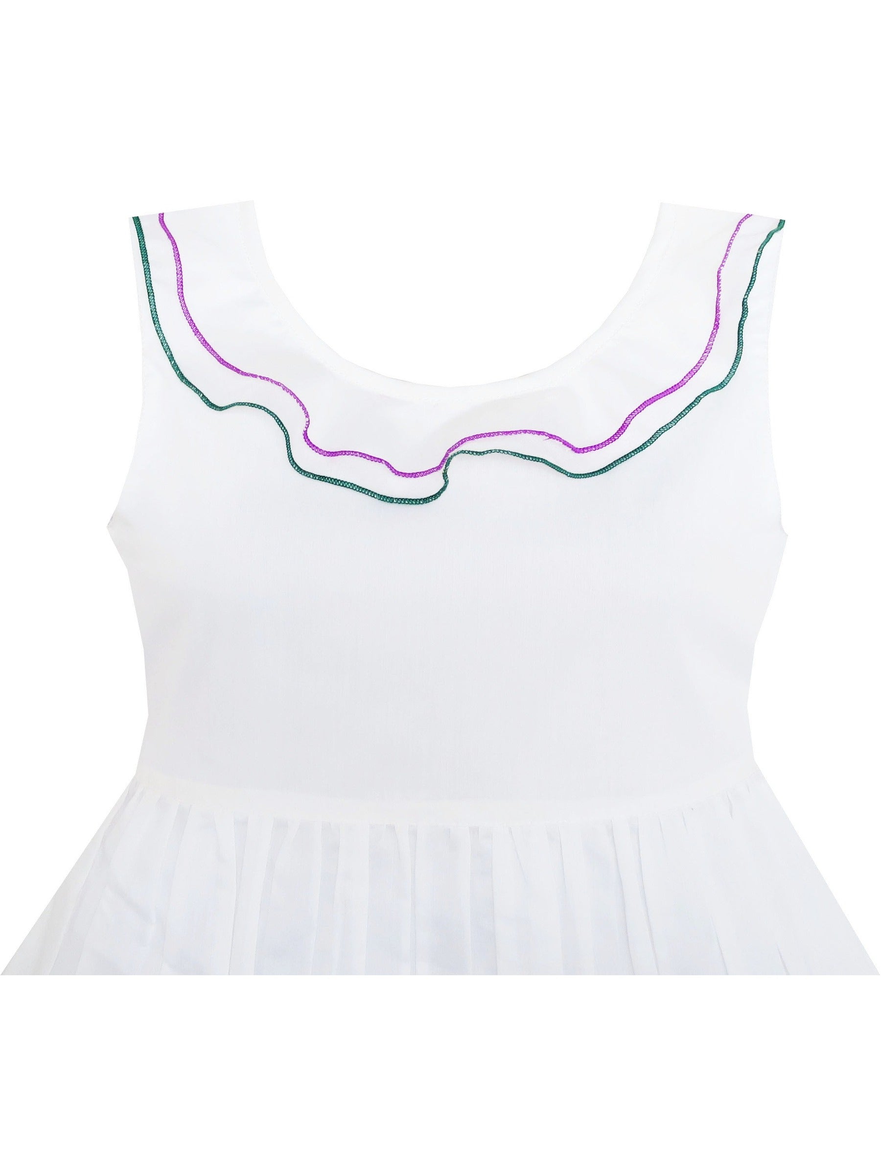 Girls Dress Sunflower Garden Turn-Down Collar Sleeveless Purple