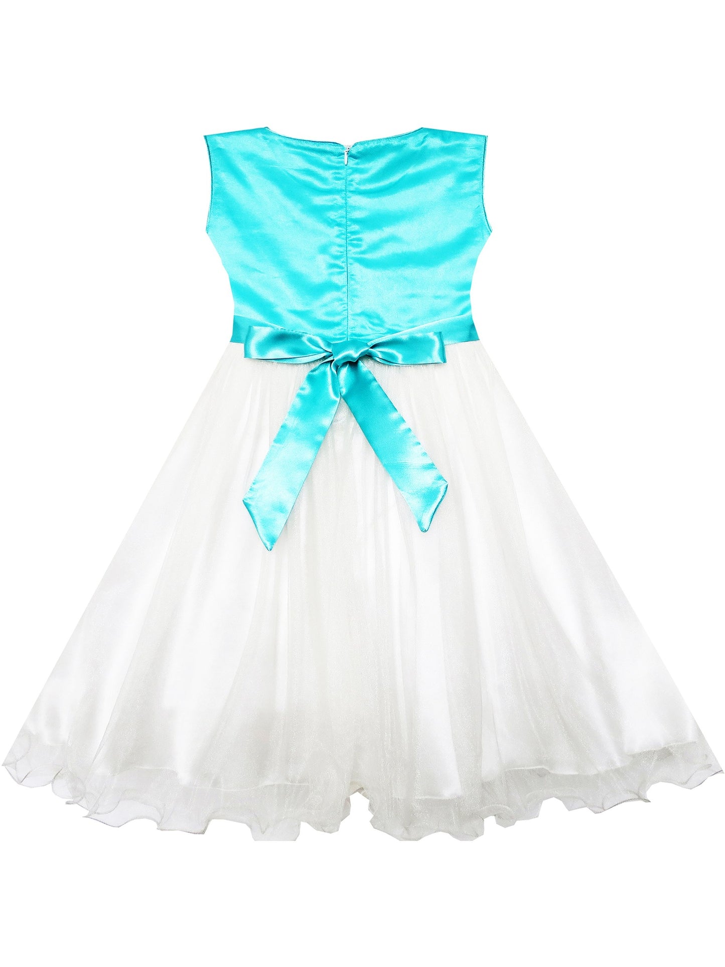 Girls Dress Satin Tulle Overlay Princess Party Purple Blue