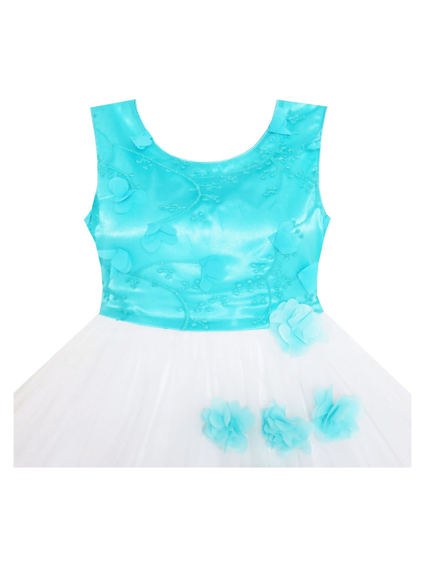 Girls Dress Satin Tulle Overlay Princess Party Purple Blue