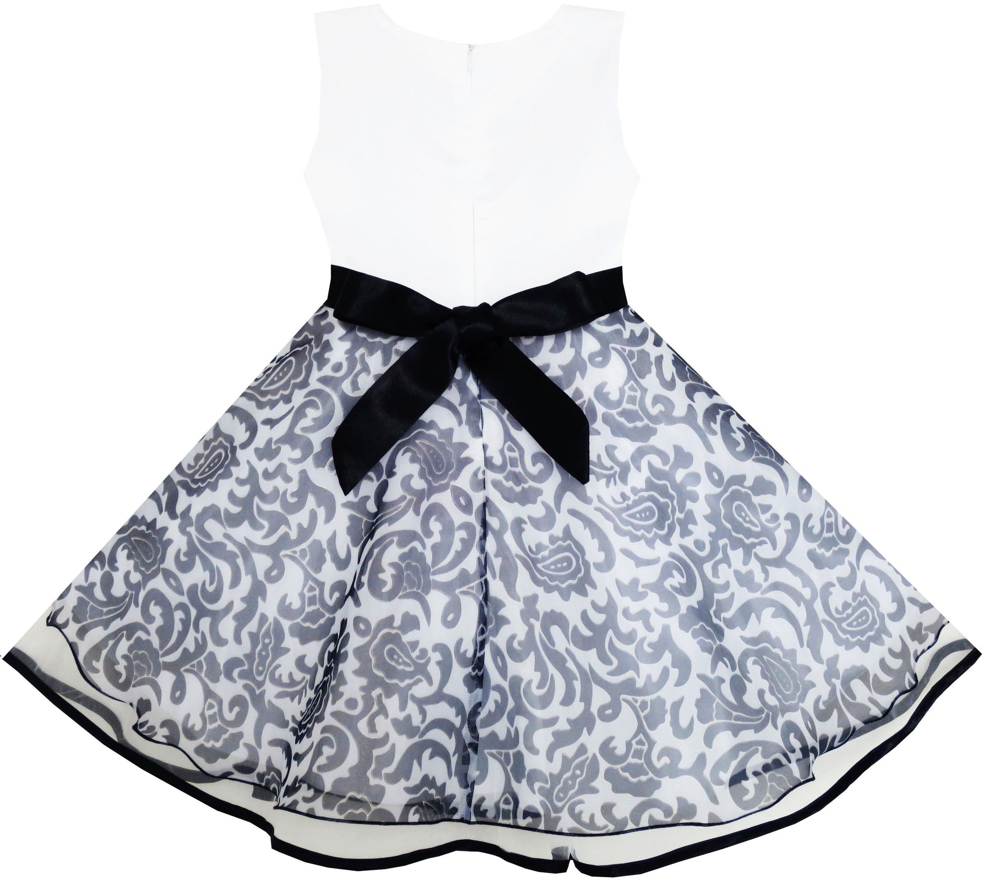 Girls Dress Purple Flower Bow Tie Wedding Party Children Clothes Size Gray