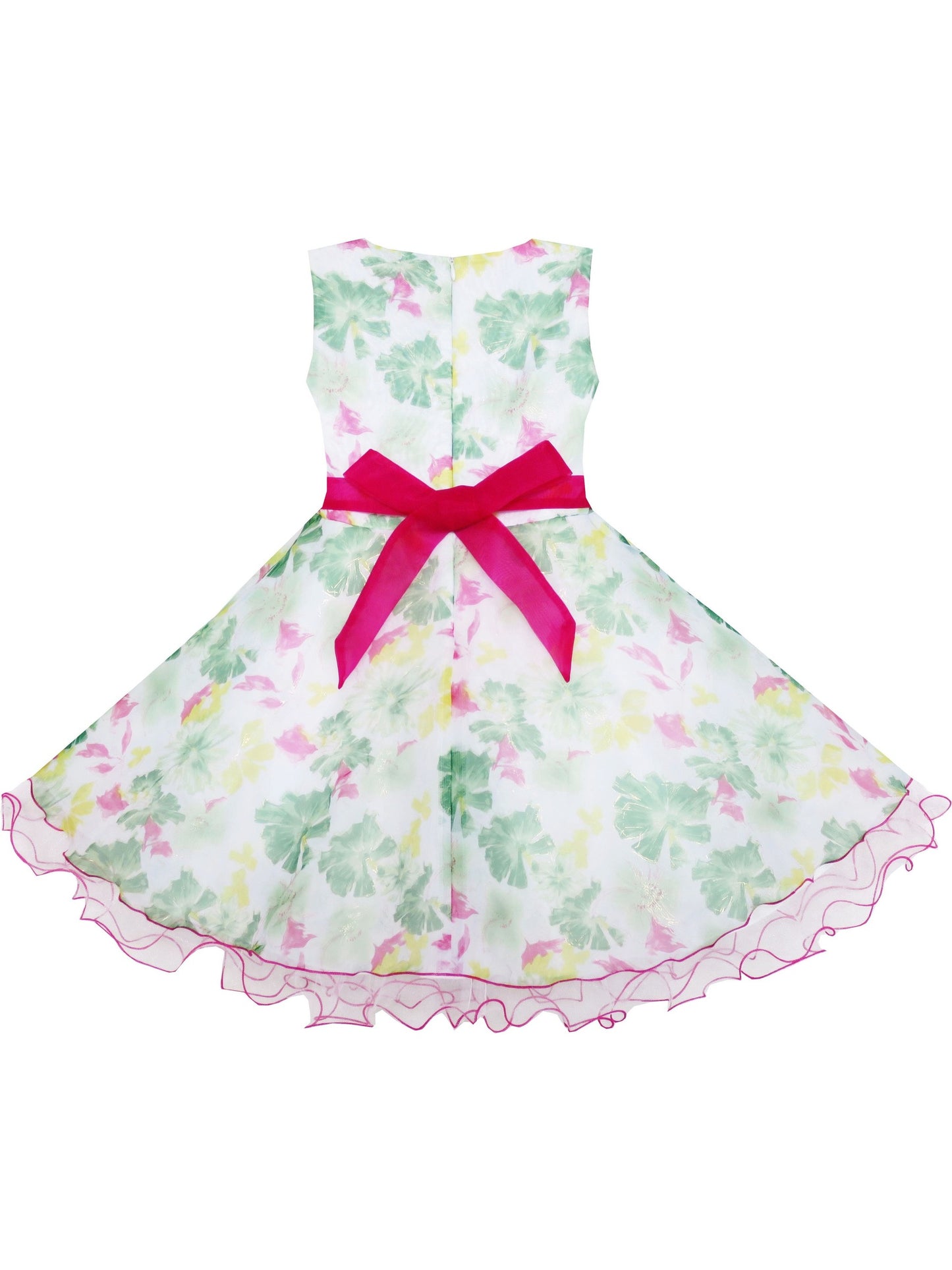 Girls Dress Tulle Lace Embroidered Flower Trim with Beading Multi-Color