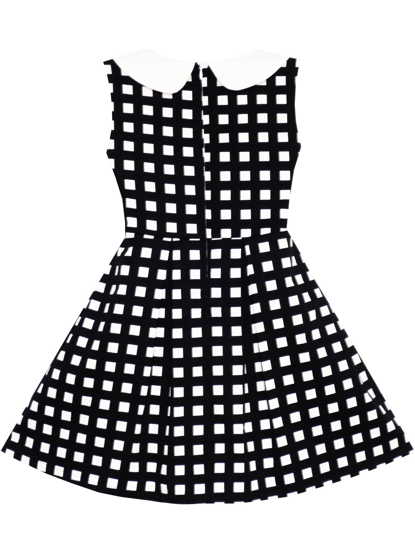 Girls Dress Transparent Shoulder Checkered Plaid Hot Pink Party Sundress Black