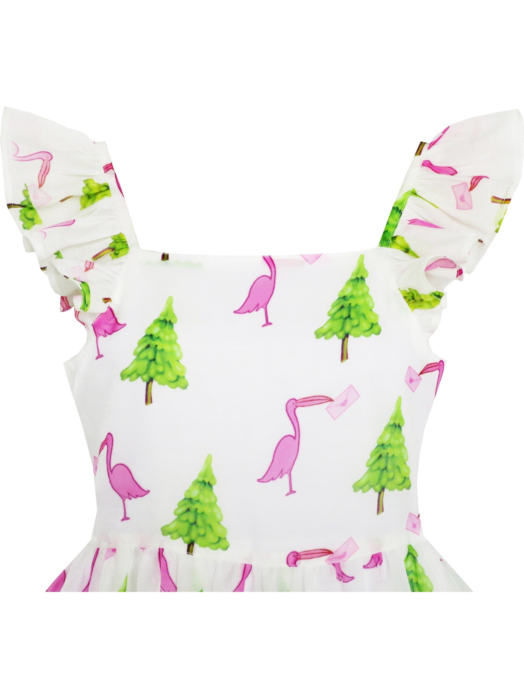 Girls Dress Cute Butterfly Flutter Sleeve Party Sundress Pink