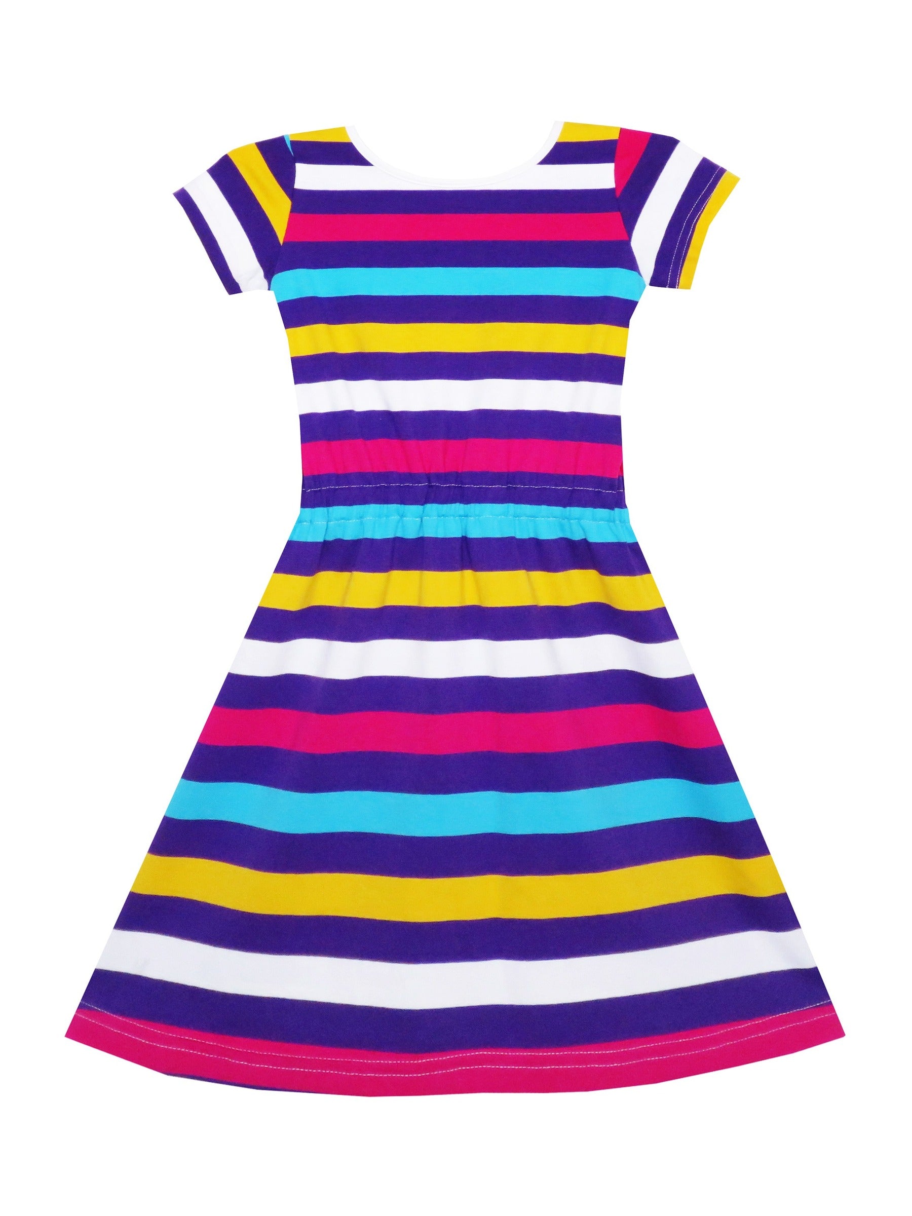 Girls Dress Blue Dot Rabbit Bunny Knitted Cotton Sundress Multi-Color
