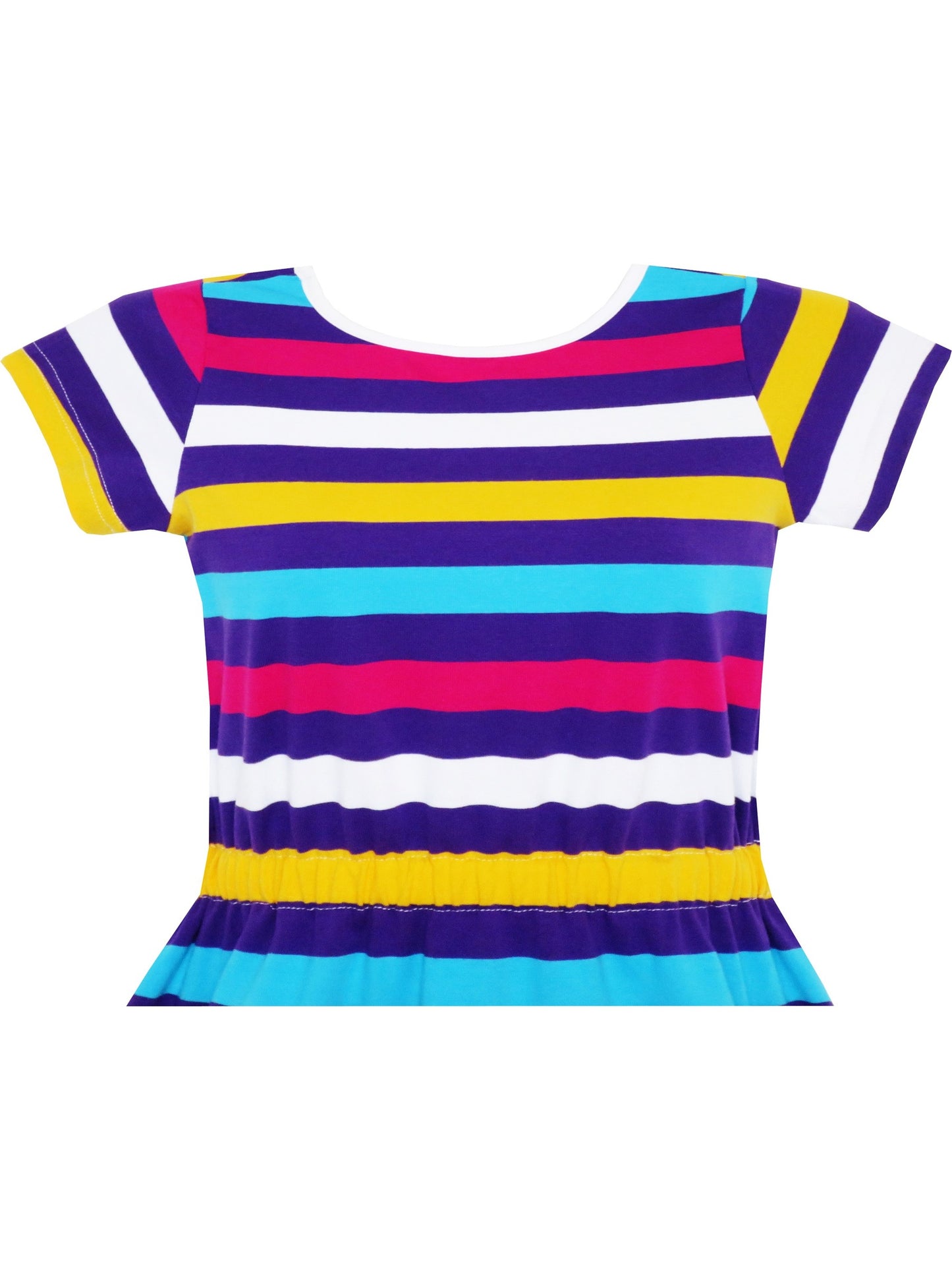 Girls Dress Blue Dot Rabbit Bunny Knitted Cotton Sundress Multi-Color