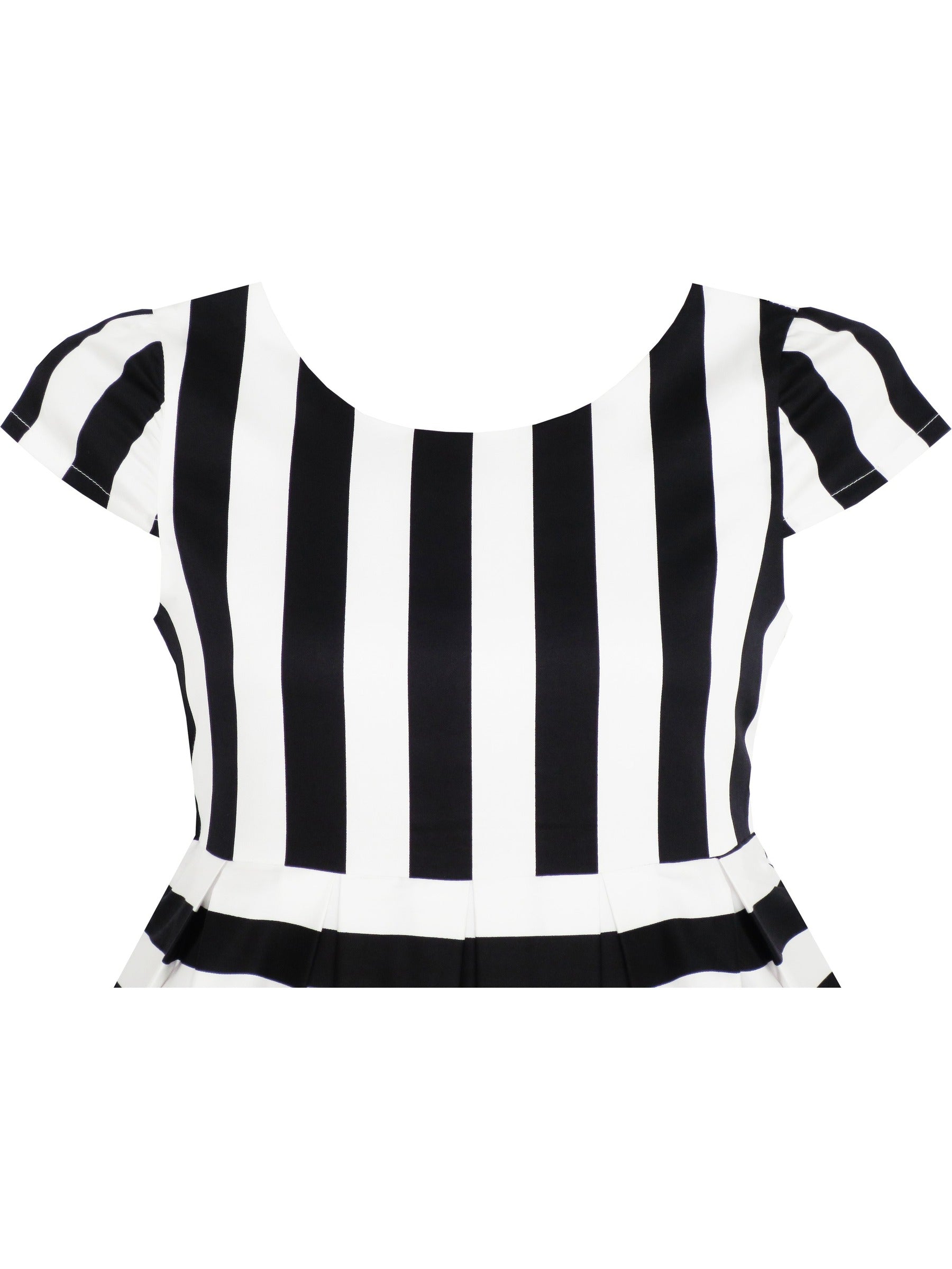 Girls Dress Black White Striped Red Flower Organza Hem Party Black