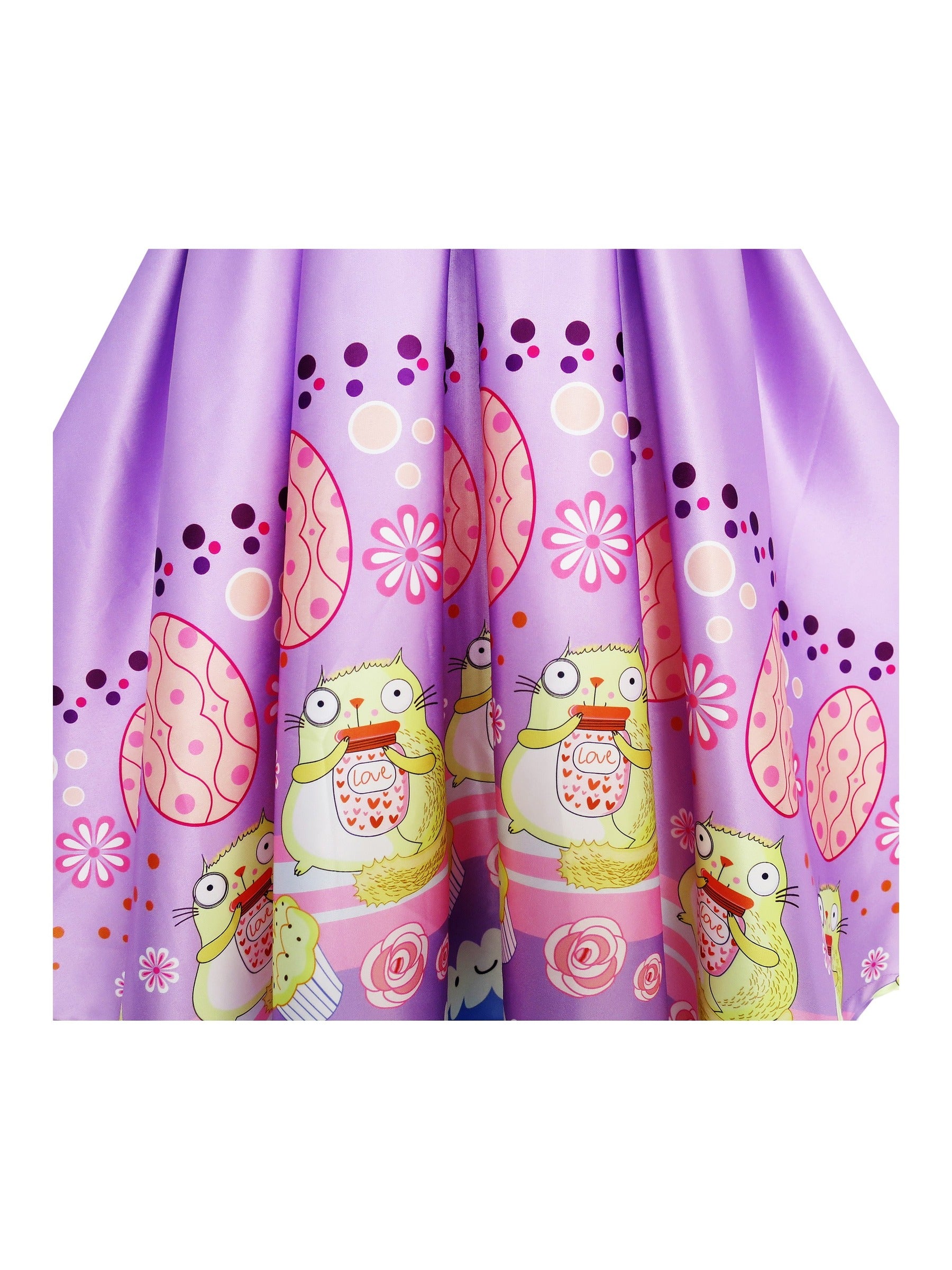 Girls' Scuba Fit and Flare Dress Cute Cartoon Print Birthday Party Purple