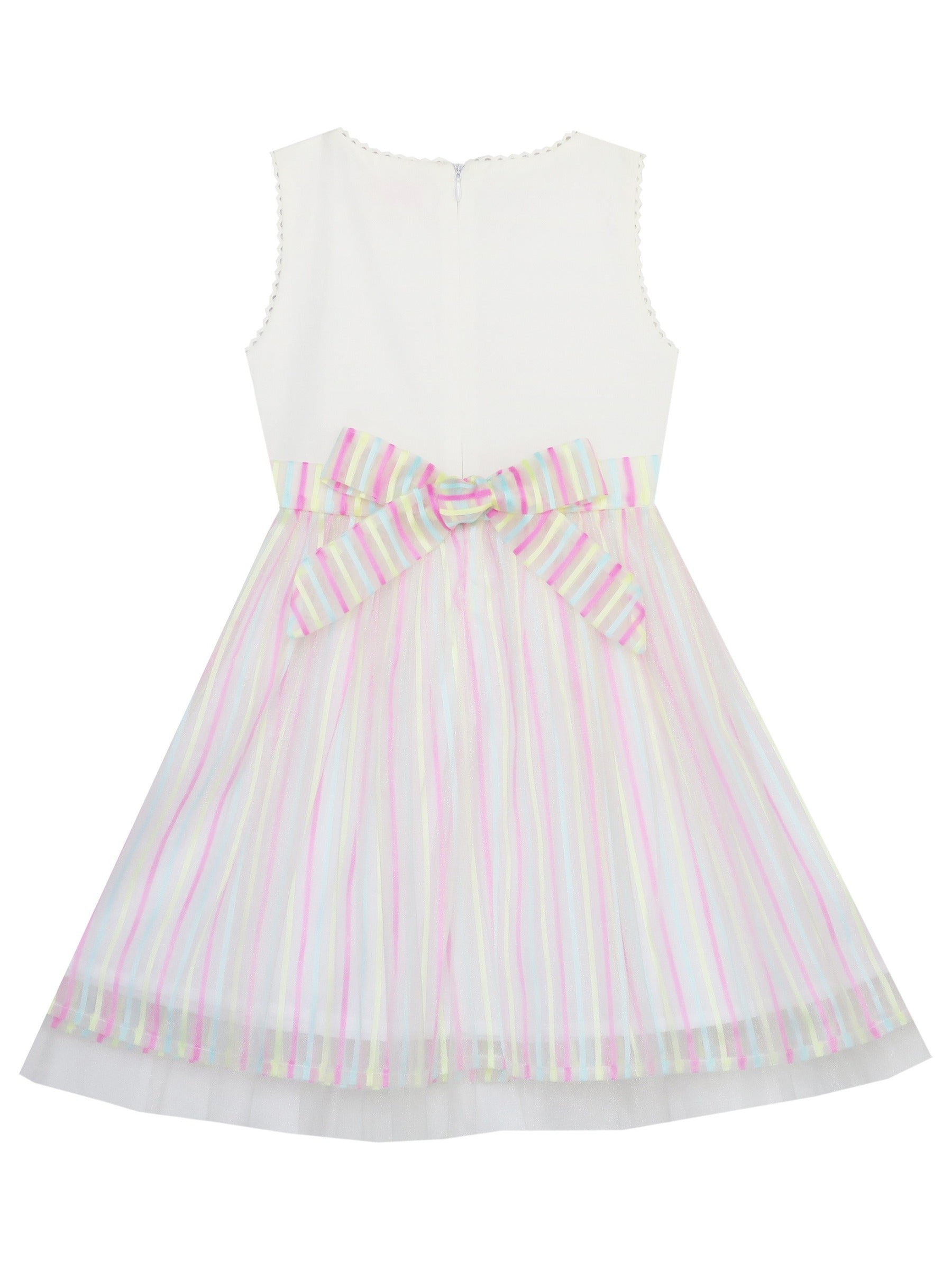 Girls Dress Cartoon Girl Pattern Tulle Overlay Party Pageant White