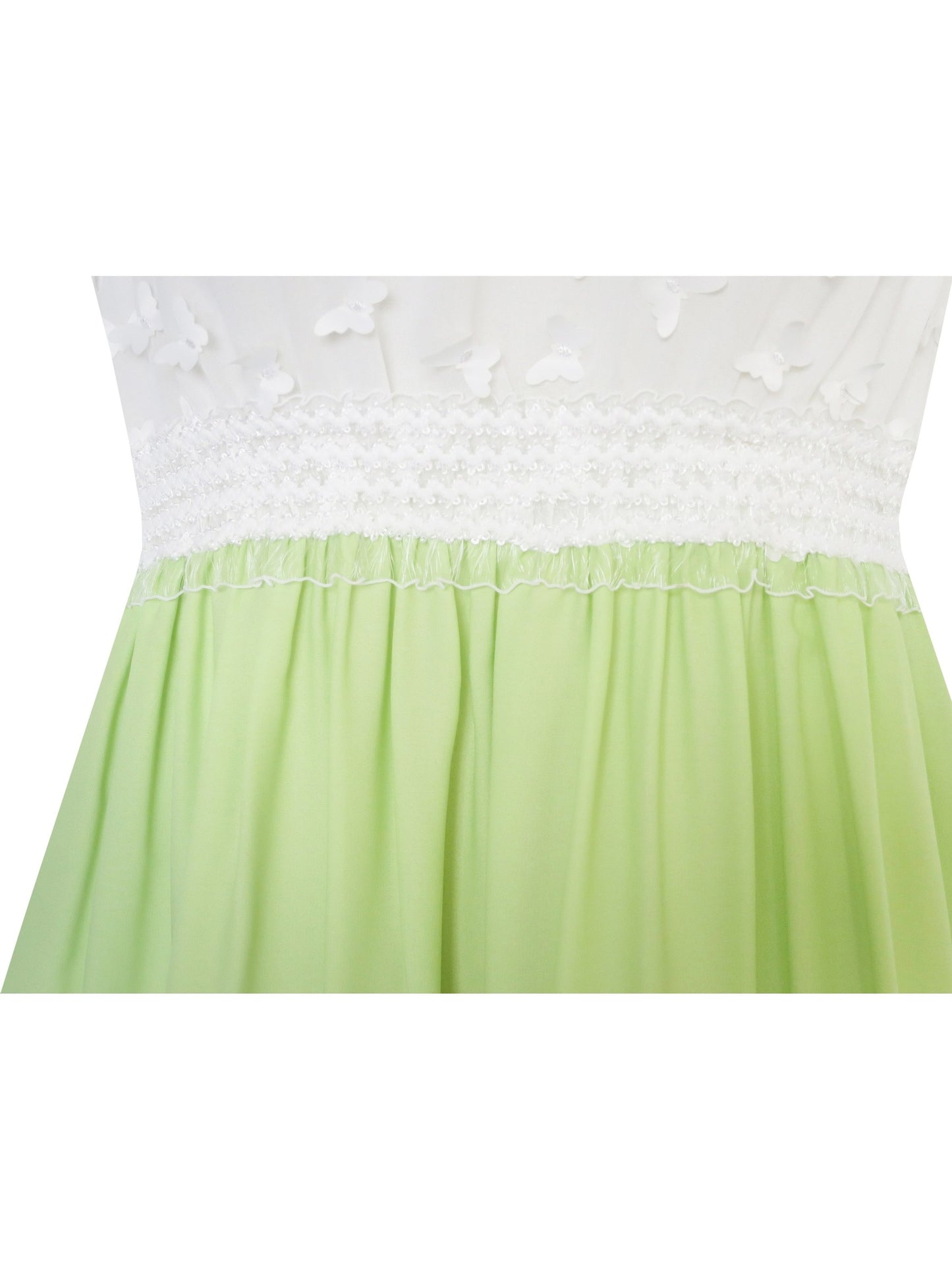 Girls Dress Hi-Lo Maxi Sequin Chiffon Lace Flower Pink Green