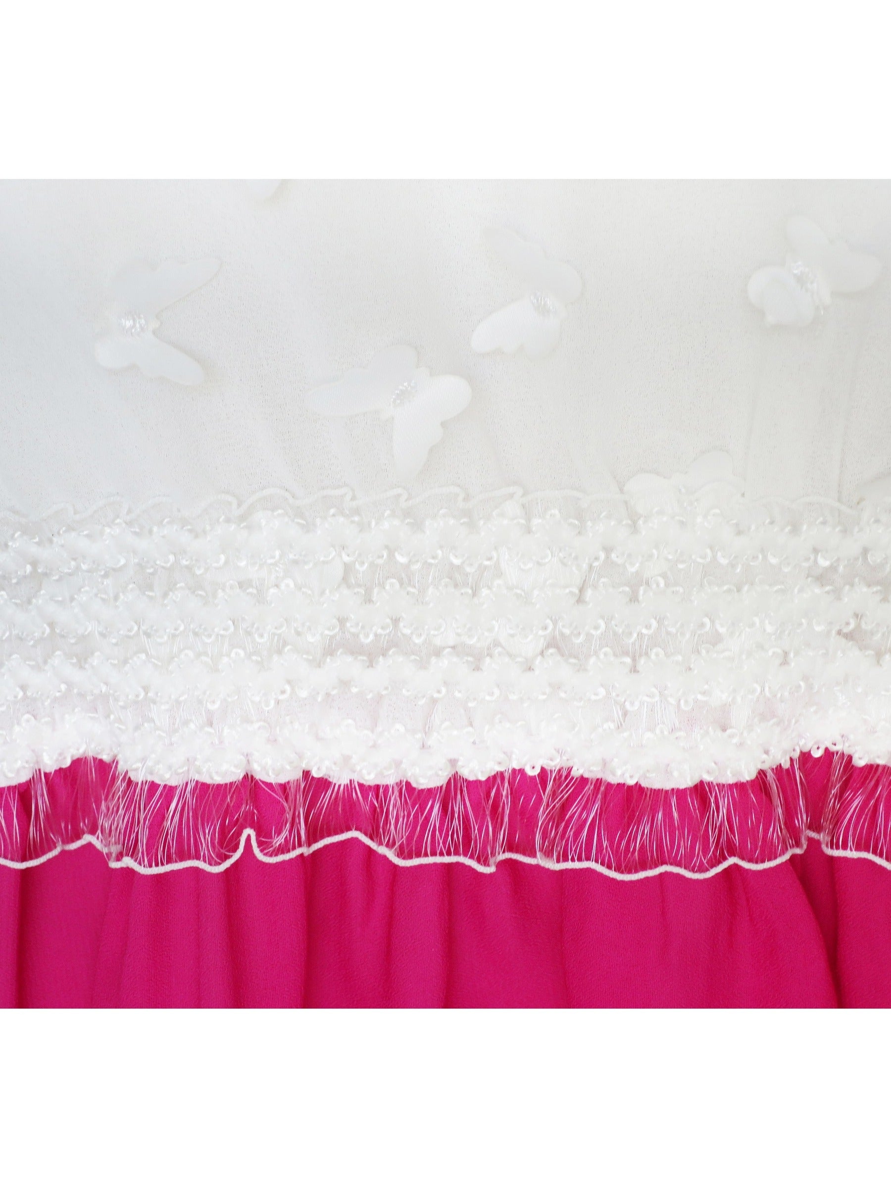 Girls Dress Hi-Lo Maxi Sequin Chiffon Lace Flower Pink Pink