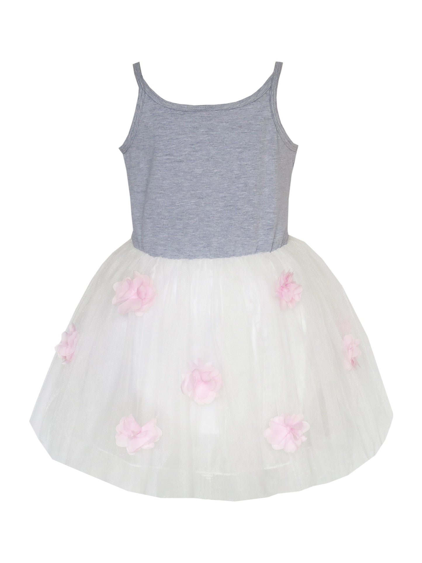 Flower Girls Dress Lace hem Butterfly Wedding First Communion Gray