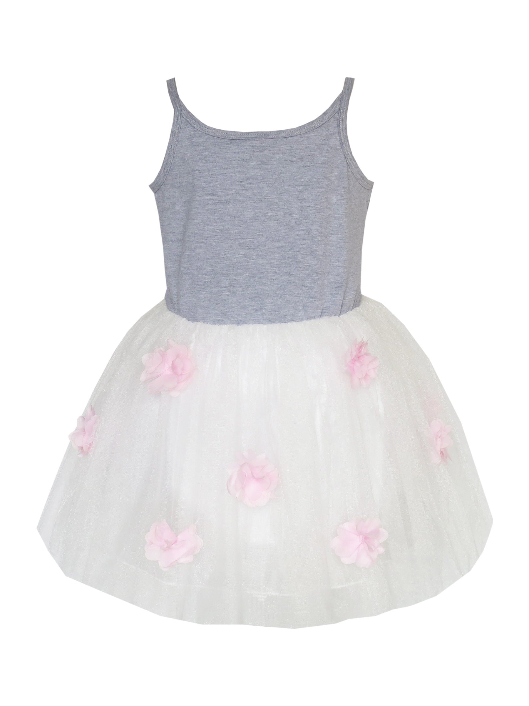 Flower Girls Dress Lace hem Butterfly Wedding First Communion Gray