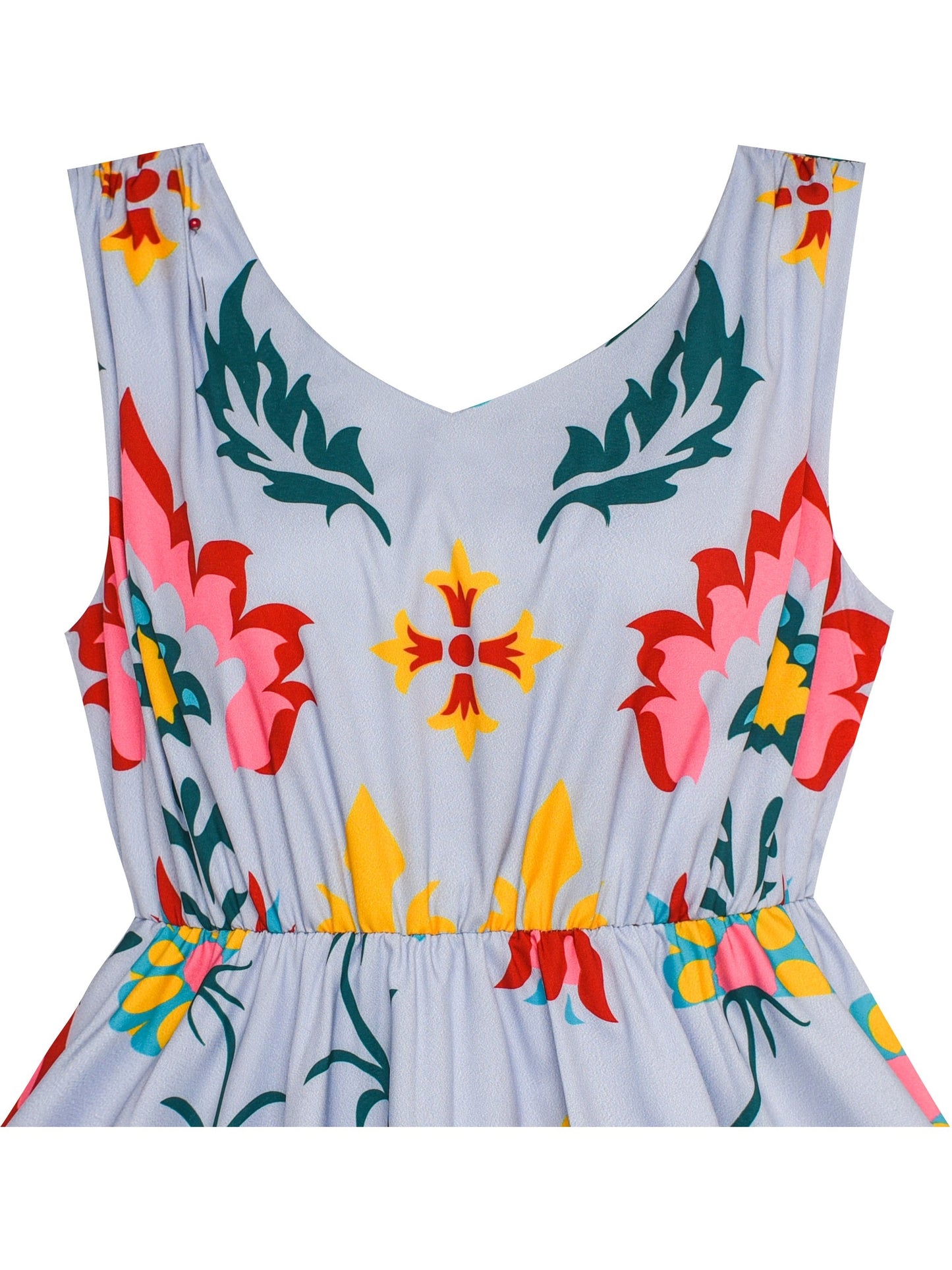 Girls Dress Sunflower Butterfly Hanky Hem Party Beach Necklace Sundress Blue