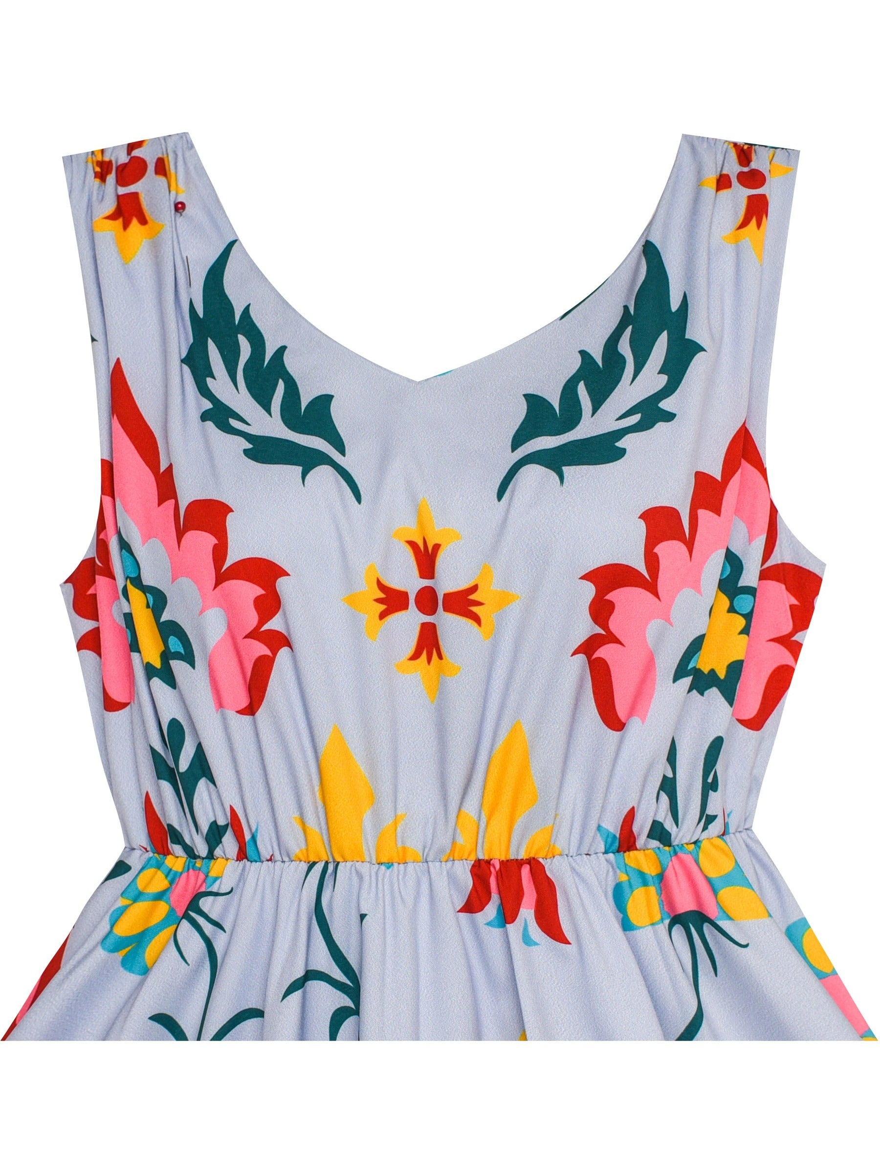 Girls Dress Sunflower Butterfly Hanky Hem Party Beach Necklace Sundress Blue