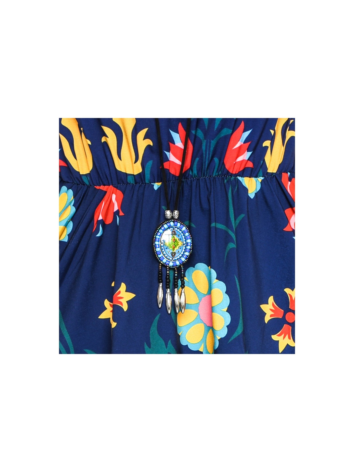 Girls Dress Sunflower Butterfly Hanky Hem Party Beach Necklace Sundress Blue