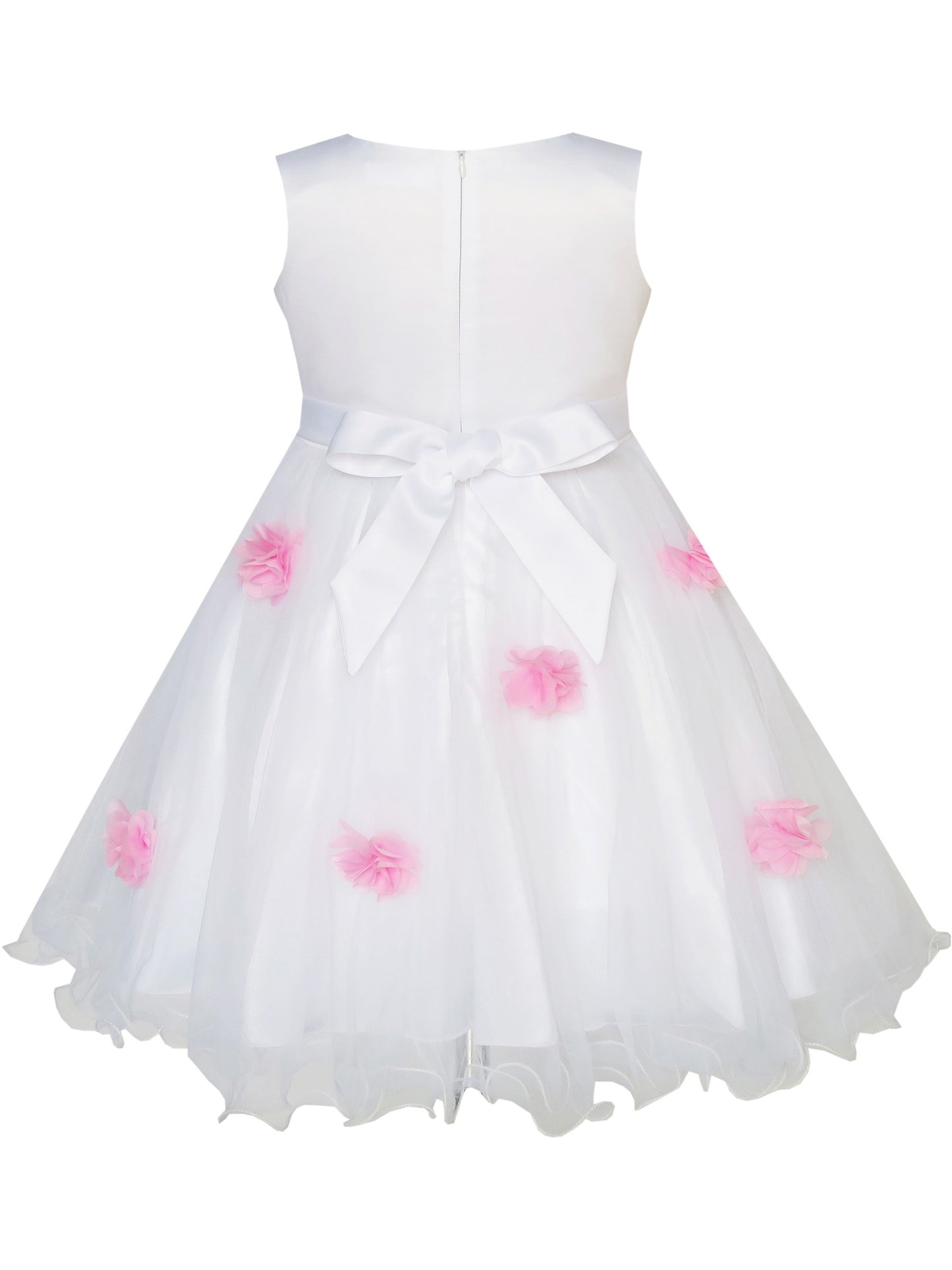 Girls Dress Purple Flower Bow Tie Wedding Party Children Clothes Size White