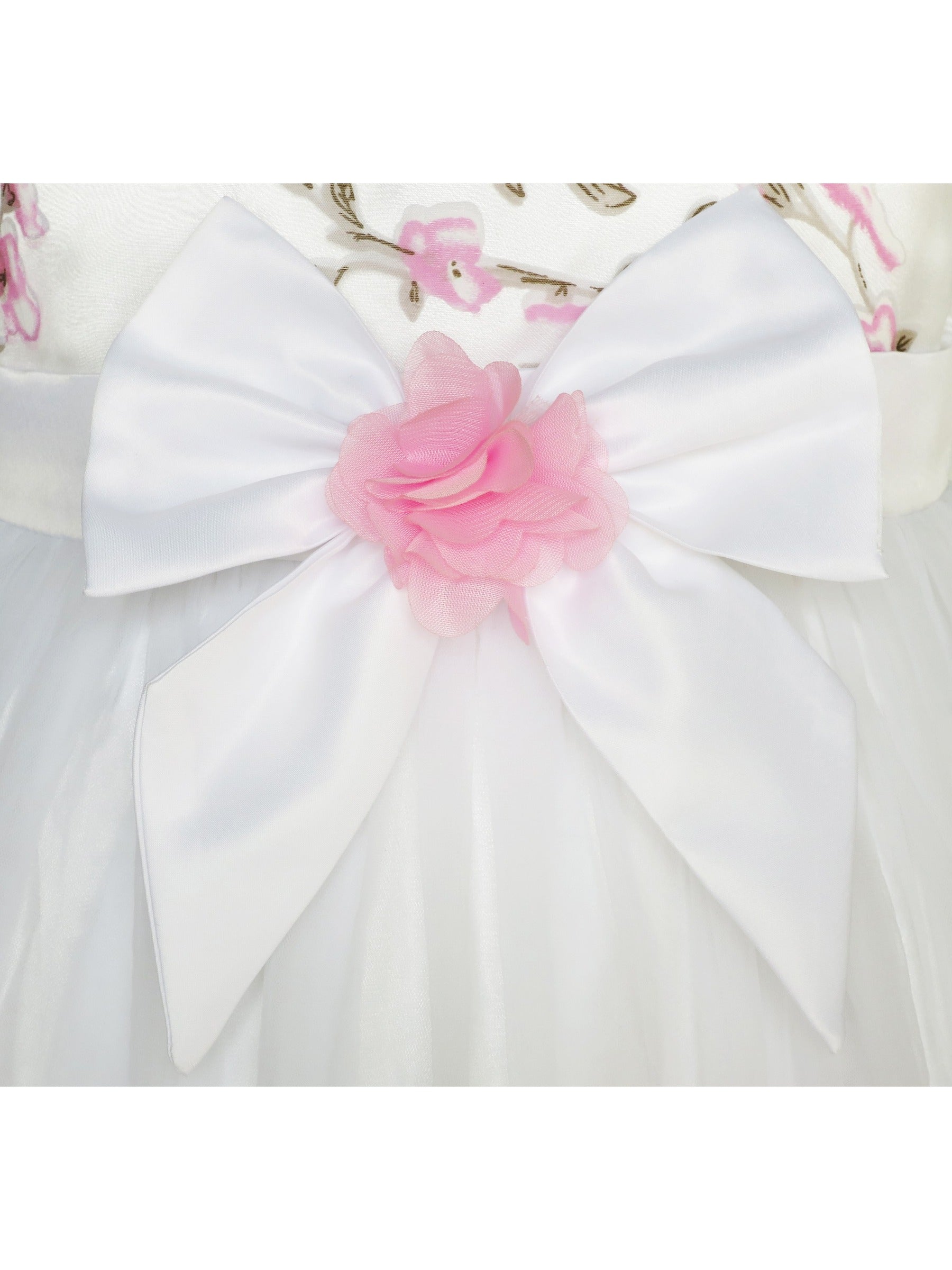 Girls Dress Purple Flower Bow Tie Wedding Party Children Clothes Size White