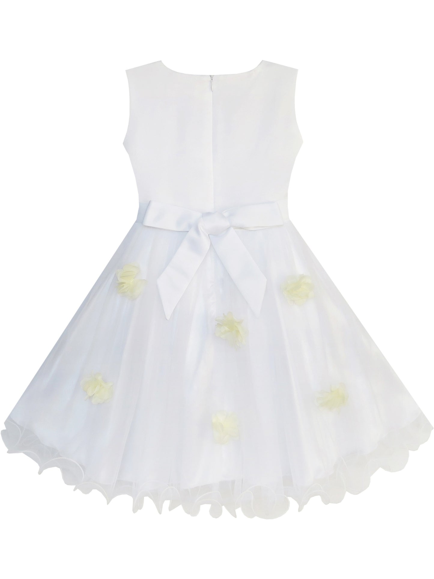 Girls Dress Purple Flower Bow Tie Wedding Party Children Clothes Size White