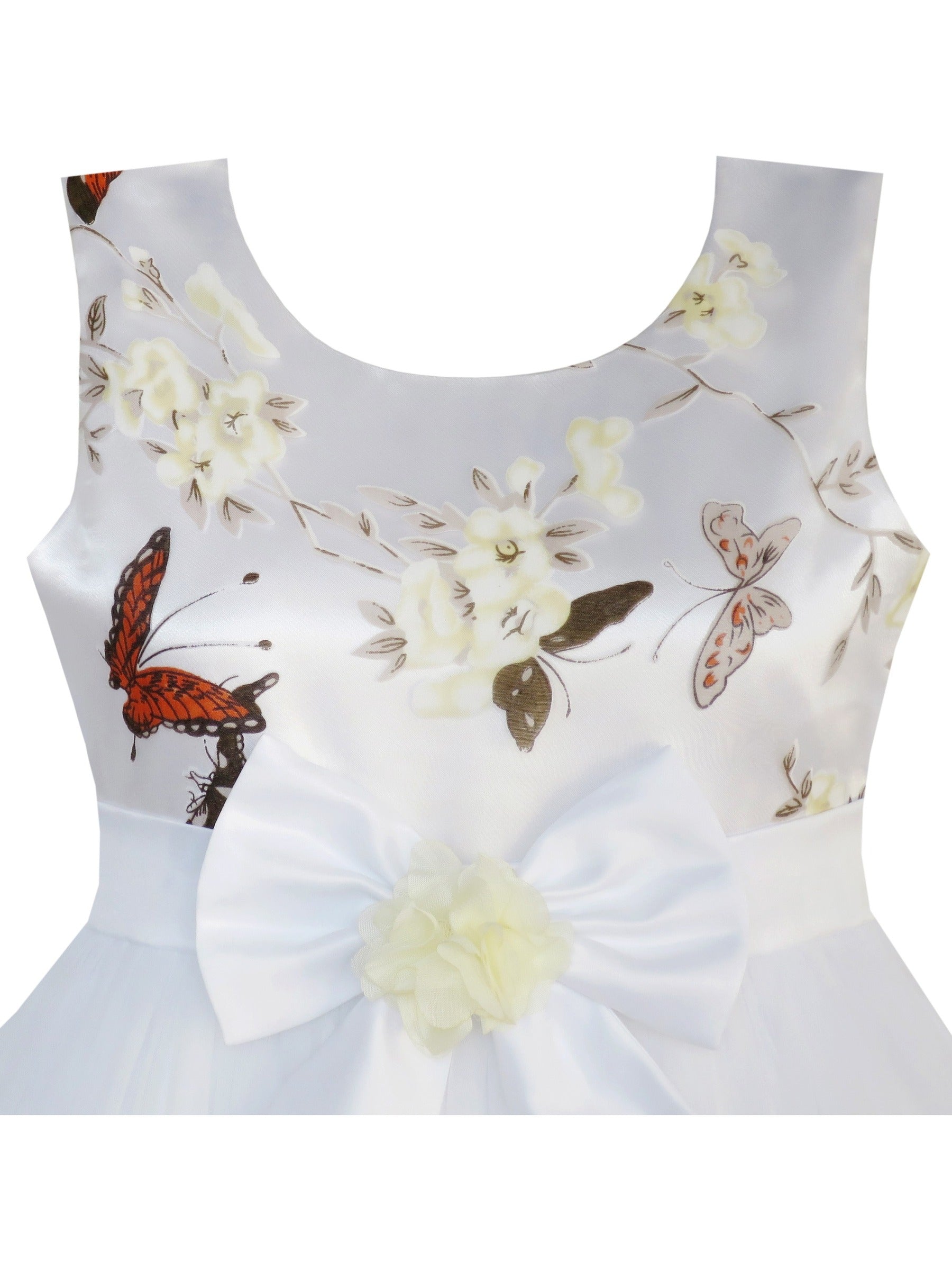 Girls Dress Purple Flower Bow Tie Wedding Party Children Clothes Size White