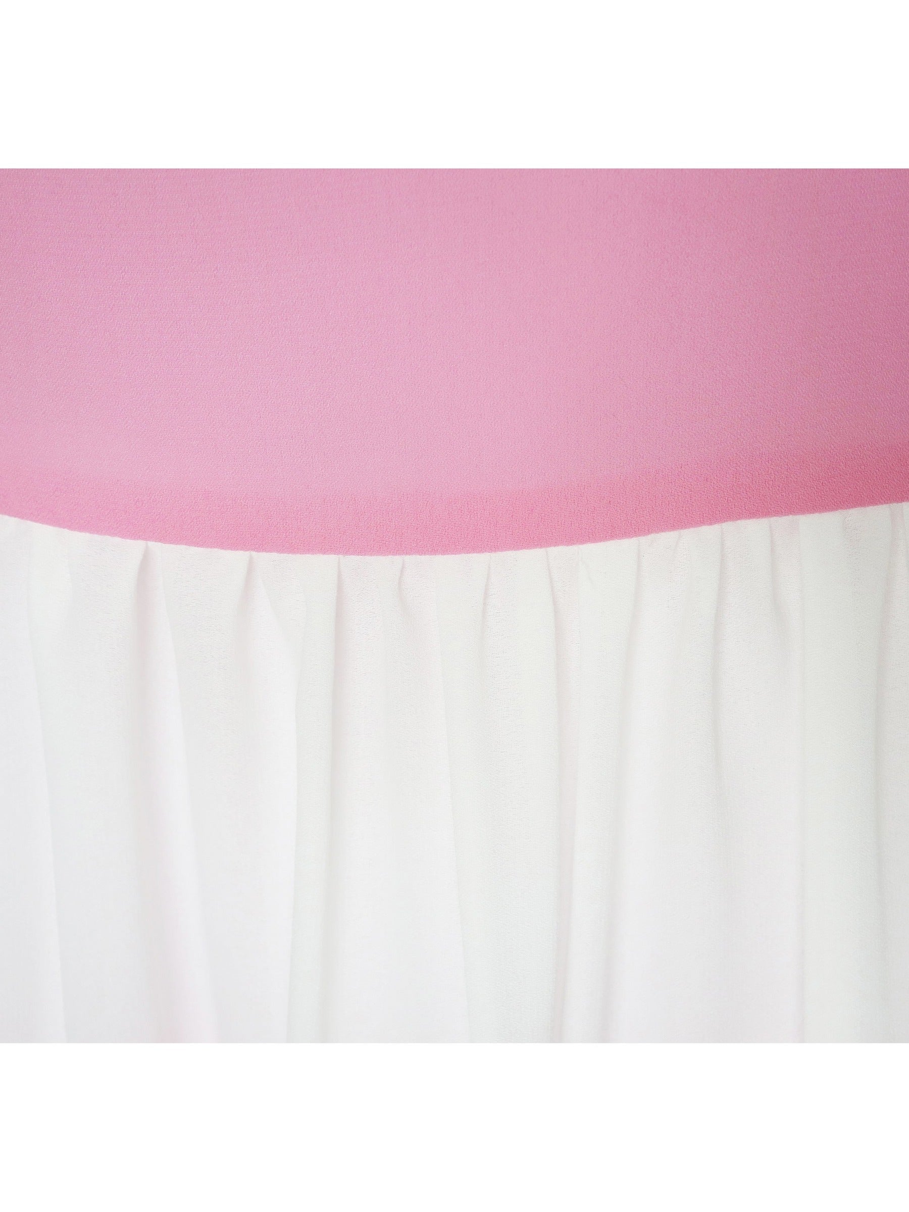 Girls Dress Pleated Collar Color Block Chiffon Sundress Pink
