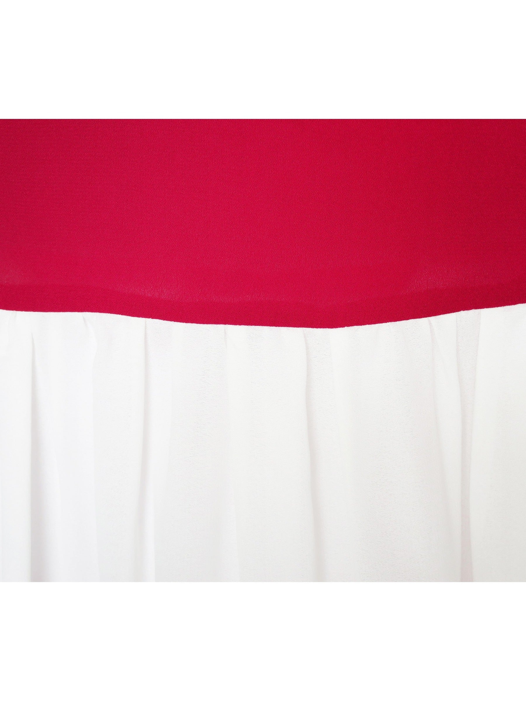 Girls Dress Pleated Collar Color Block Chiffon Sundress Red
