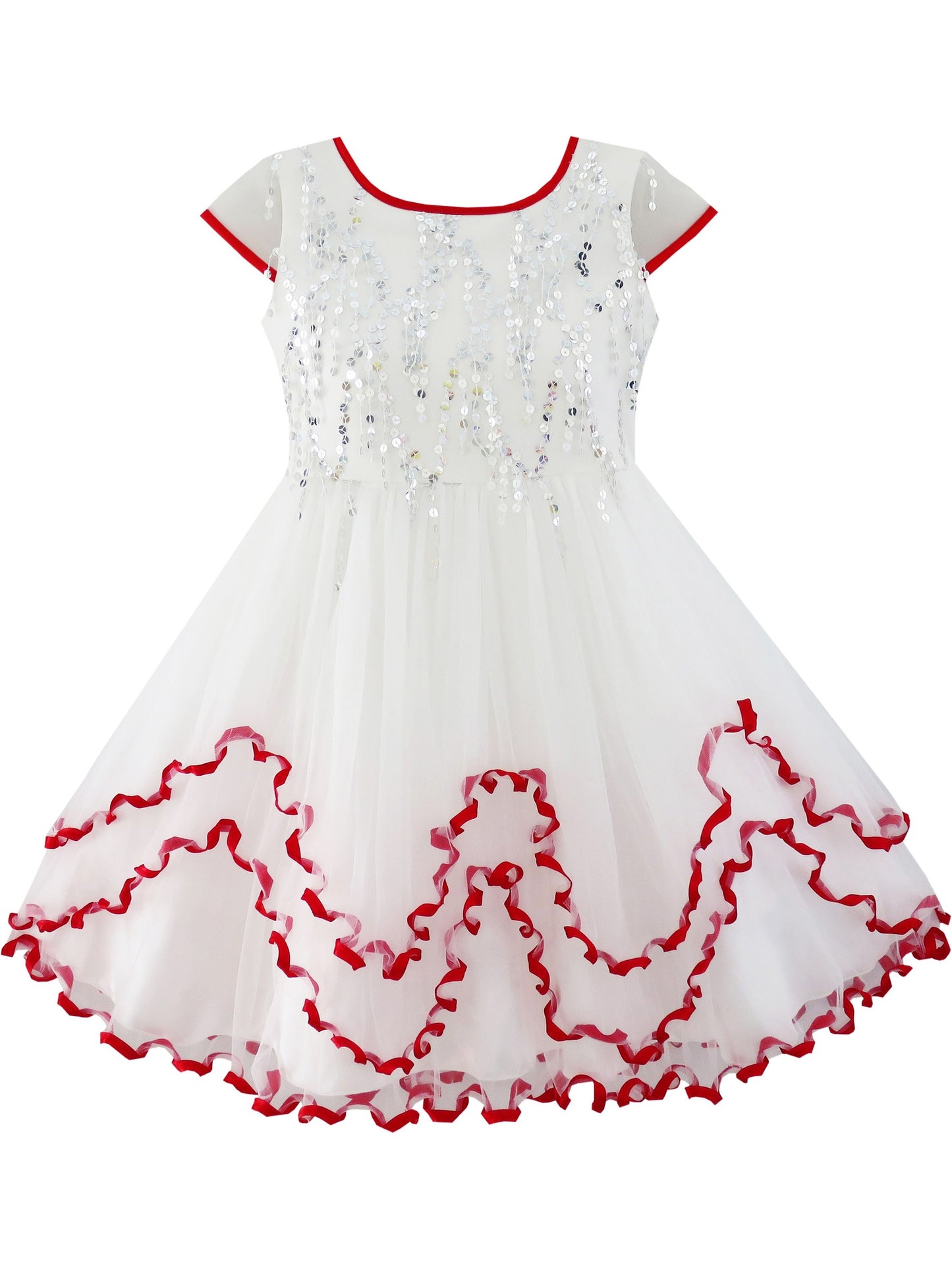 Flower Girls Dress Sparkling Sequin Wedding bridesmaid Dress Red