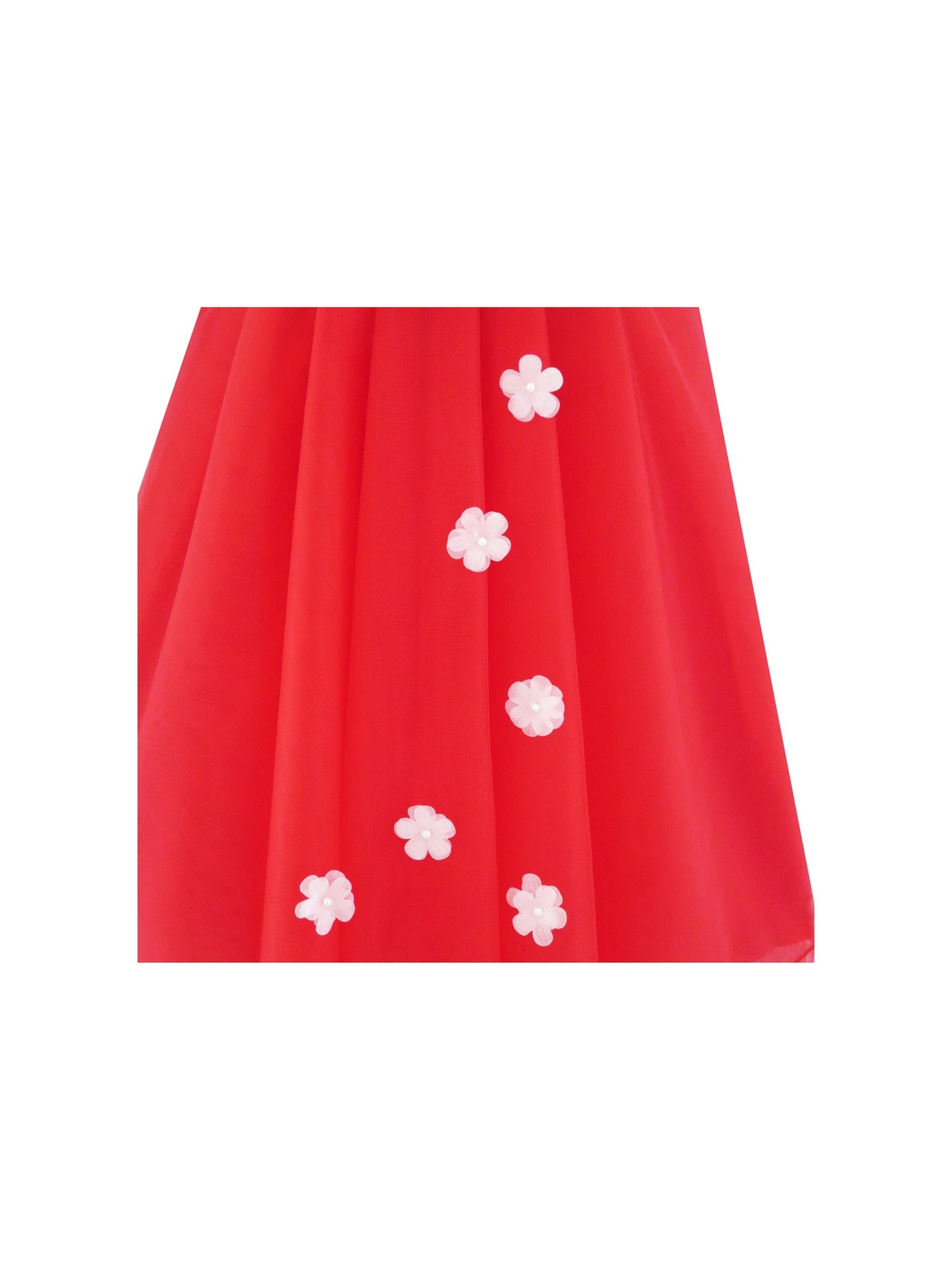 Flower Girls Dress Halter Dress Pearl Party Wedding Birthday Red