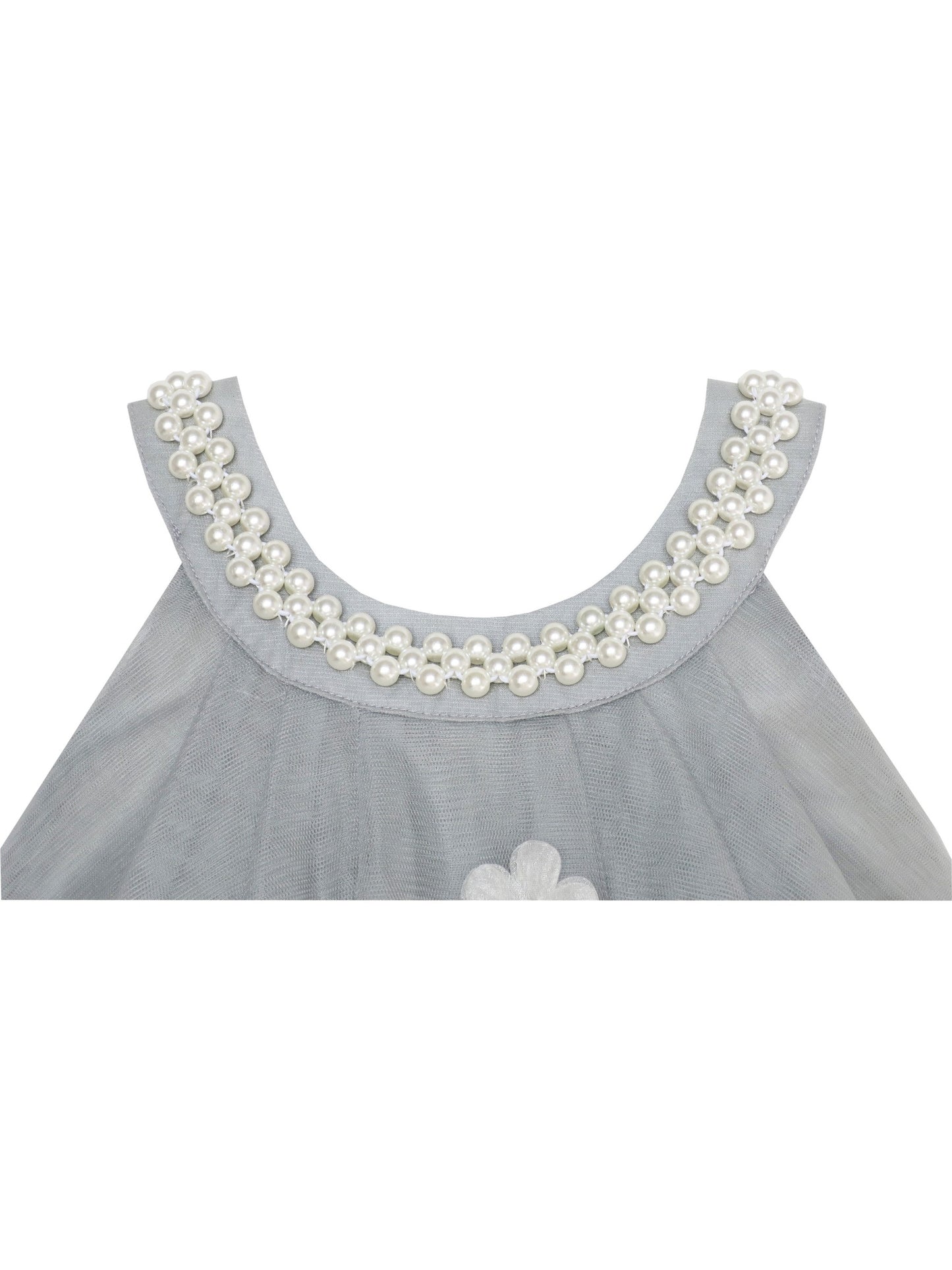 Flower Girls Dress Halter Dress Pearl Party Wedding Birthday Gray