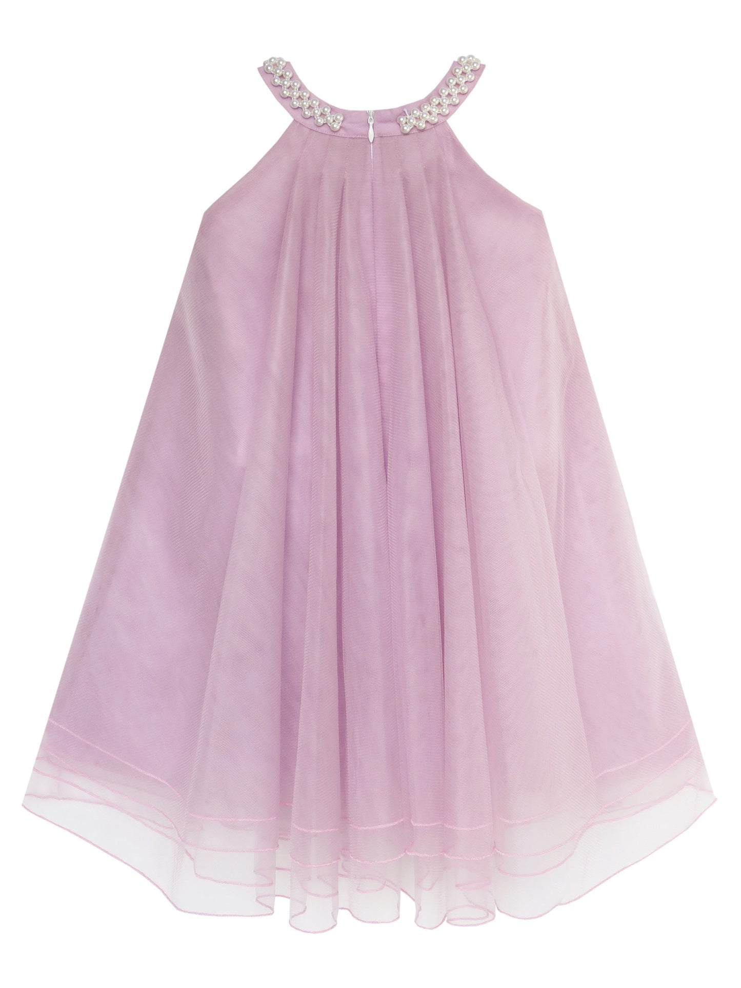 Flower Girls Dress Halter Dress Pearl Party Wedding Birthday Purple