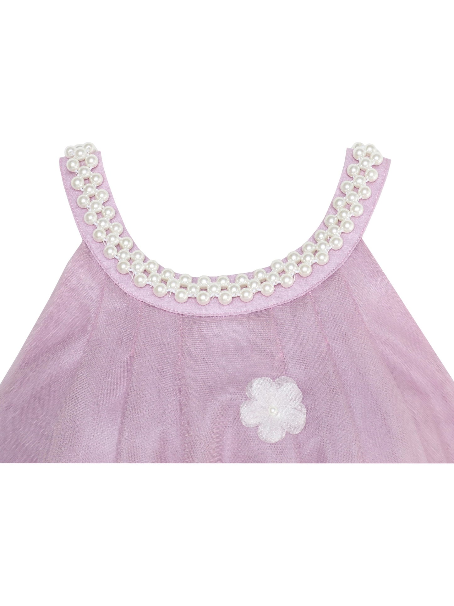 Flower Girls Dress Halter Dress Pearl Party Wedding Birthday Purple