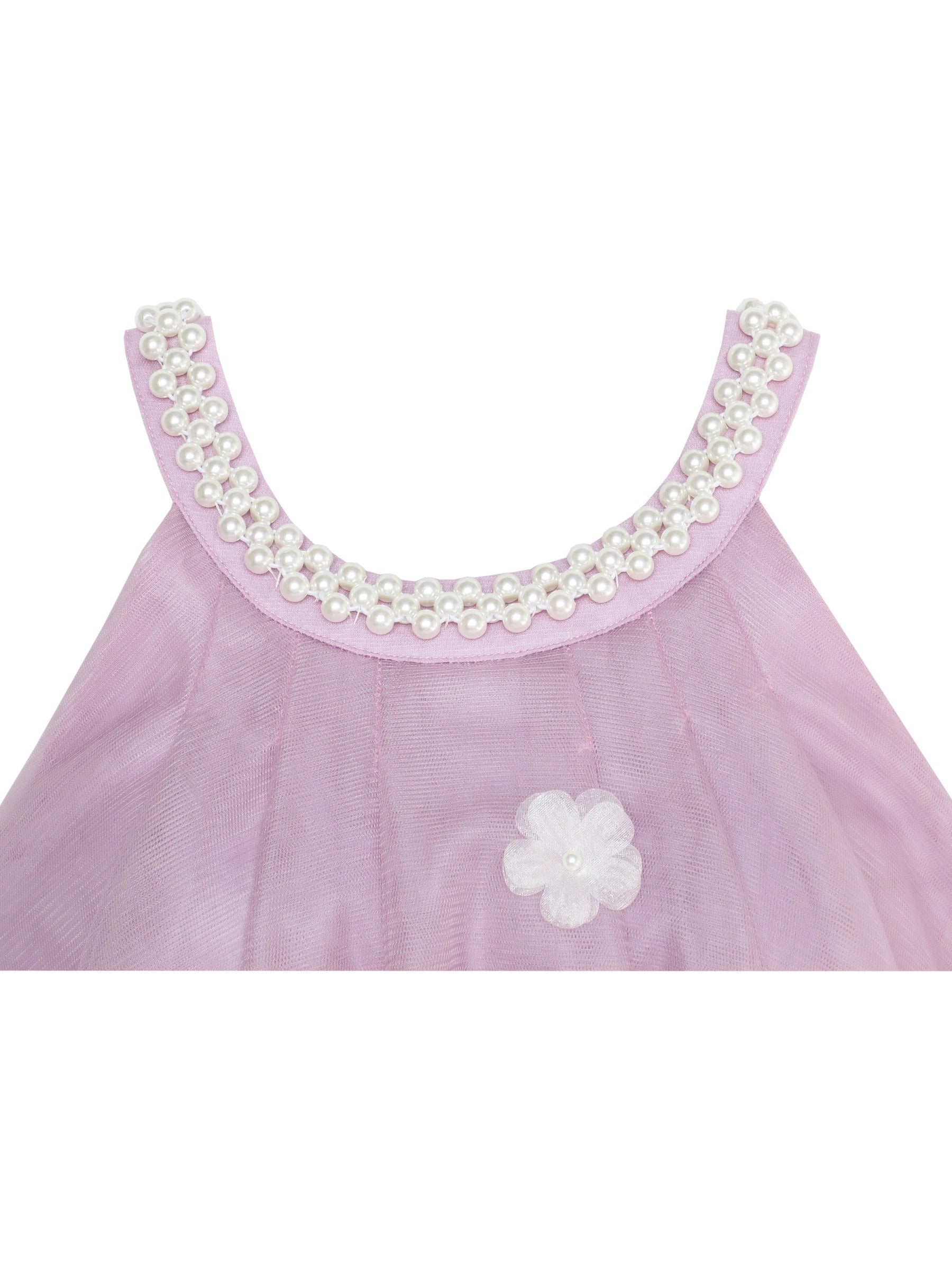 Flower Girls Dress Halter Dress Pearl Party Wedding Birthday Purple