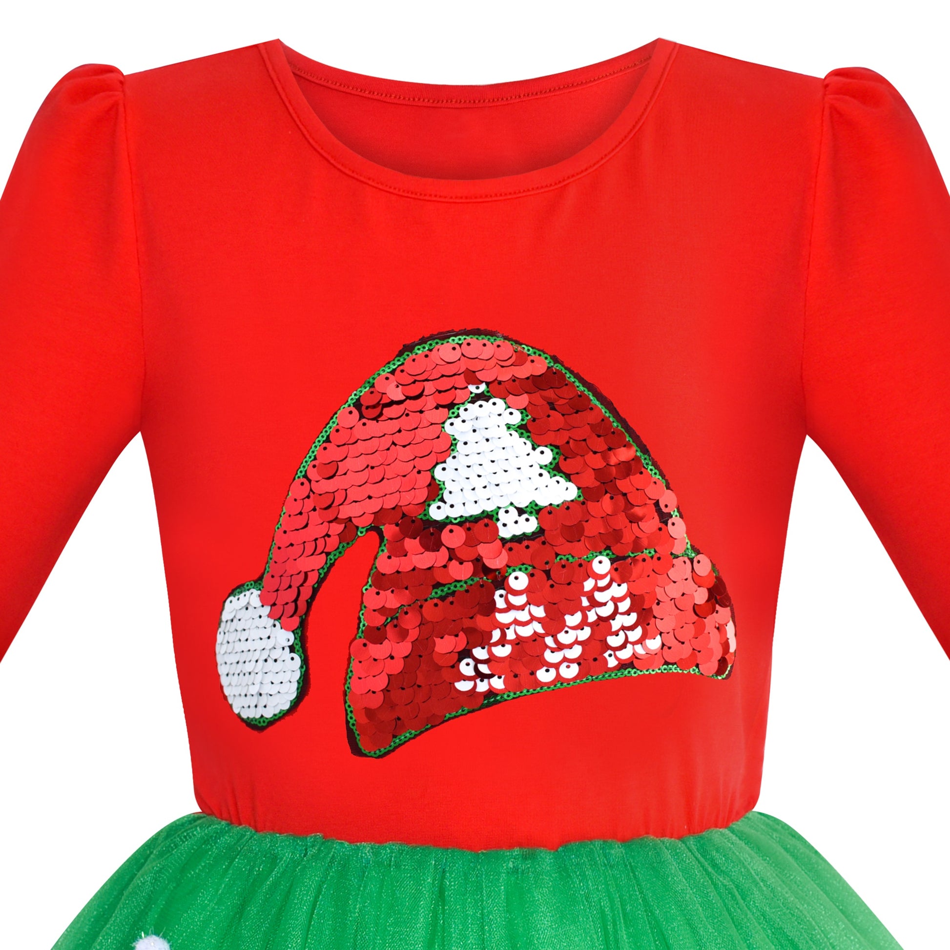 Girls Dress Christmas Reindeer Long Sleeve Party Dress Red